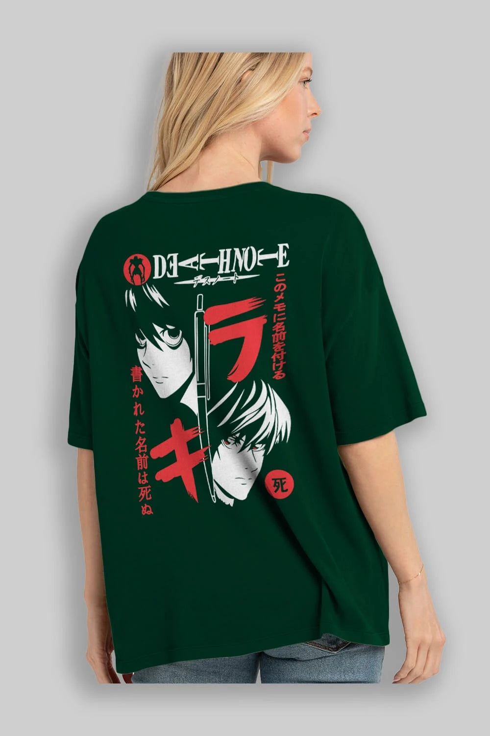 DEATHNOTE L vs KIRA Anime Arka Baskılı Oversize t-shirt Erkek Kadın Unisex