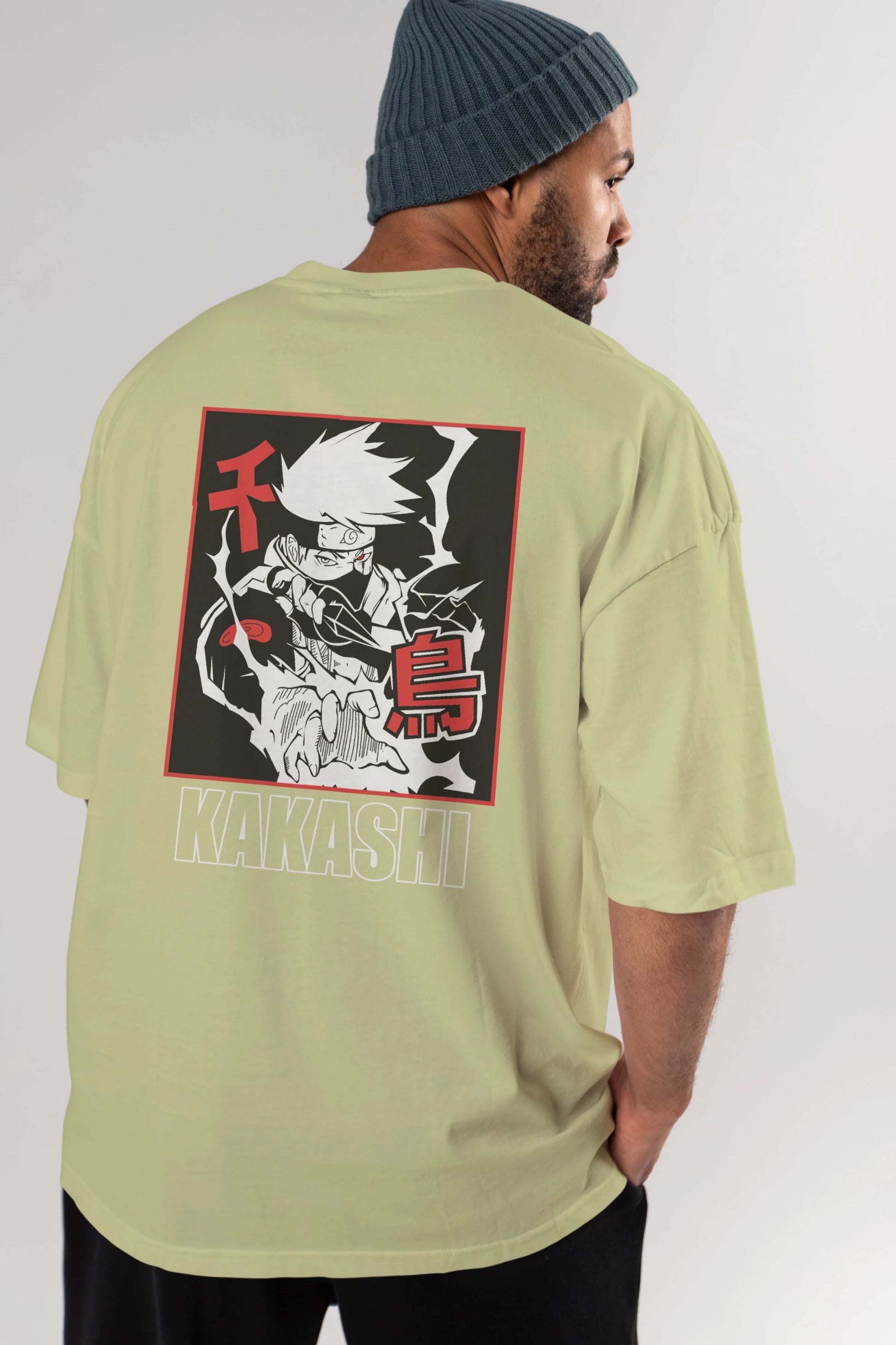 KAKASHI HATAKE NARUTO Anime Arka Baskılı Oversize t-shirt Erkek Kadın Unisex