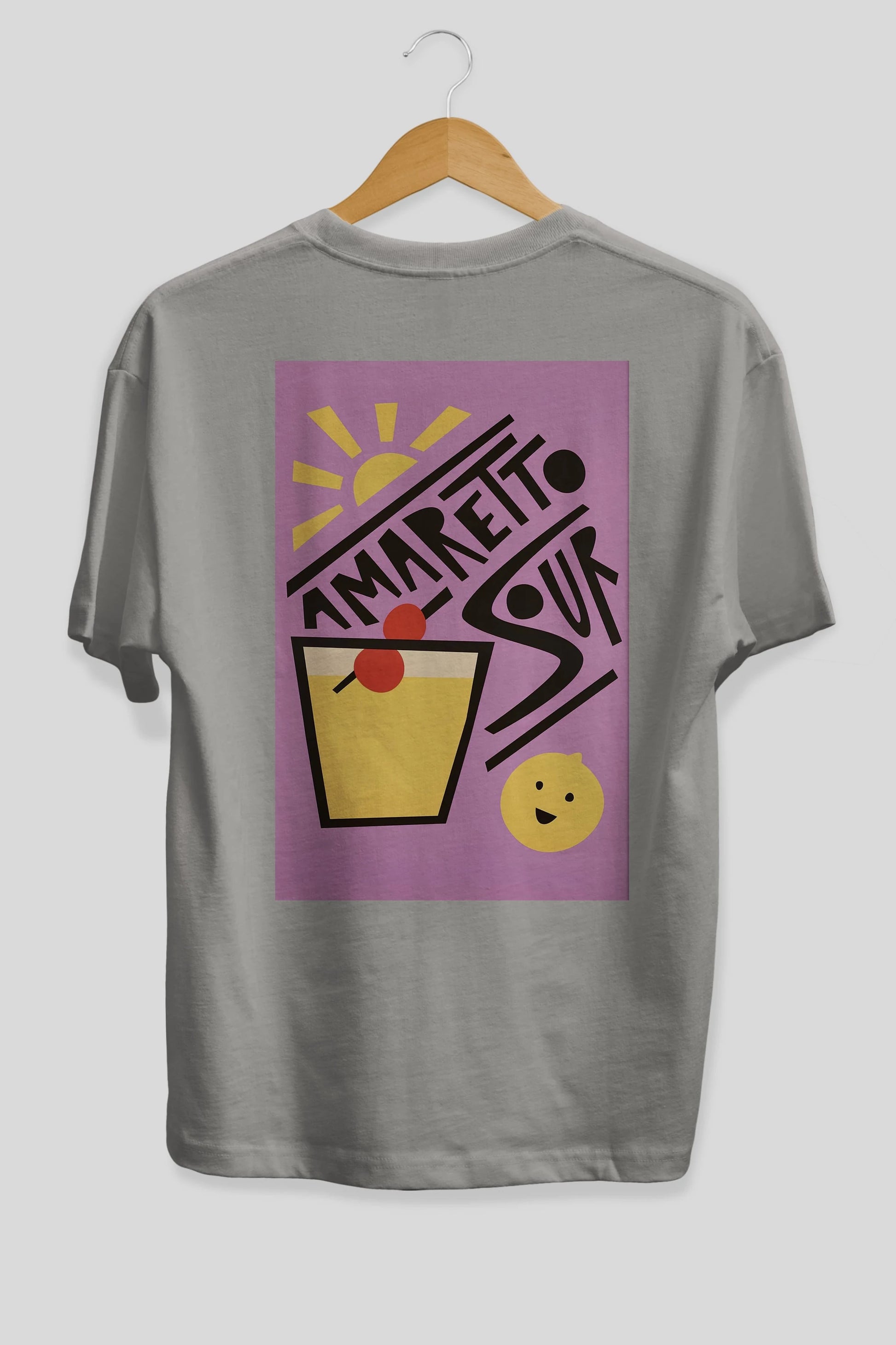 Amaretto Sour Arka Baskılı Oversize t-shirt Erkek Kadın Unisex %100 Pamuk Bisiklet Yaka tişort