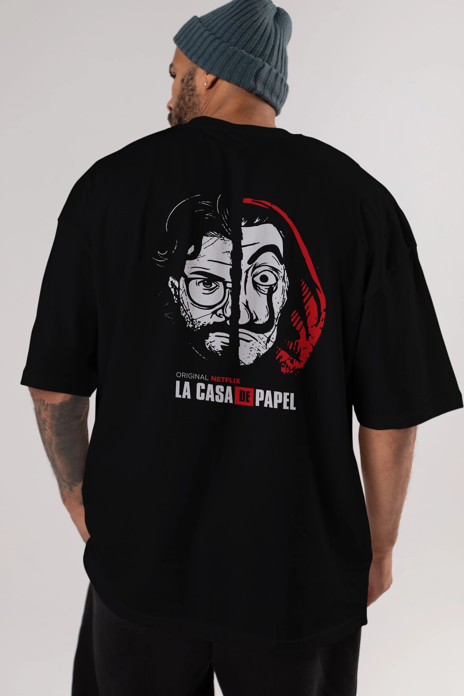 La Casa De Papel (9) Arka Baskılı Oversize t-shirt Erkek Kadın Unisex %100 Pamuk Bisiklet Yaka tişort