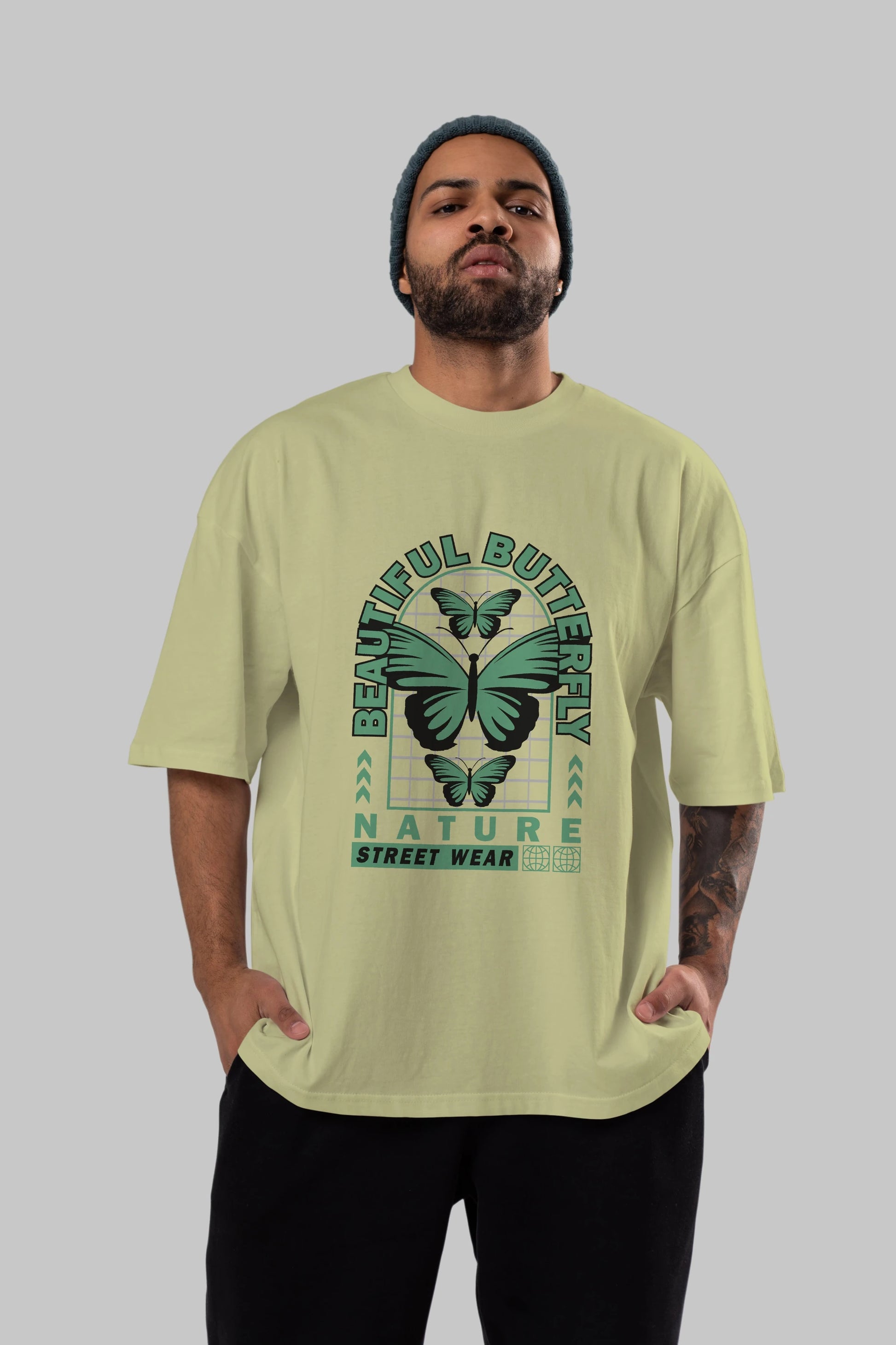 Beautiful Butterfly Ön Baskılı Oversize t-shirt Erkek Kadın Unisex