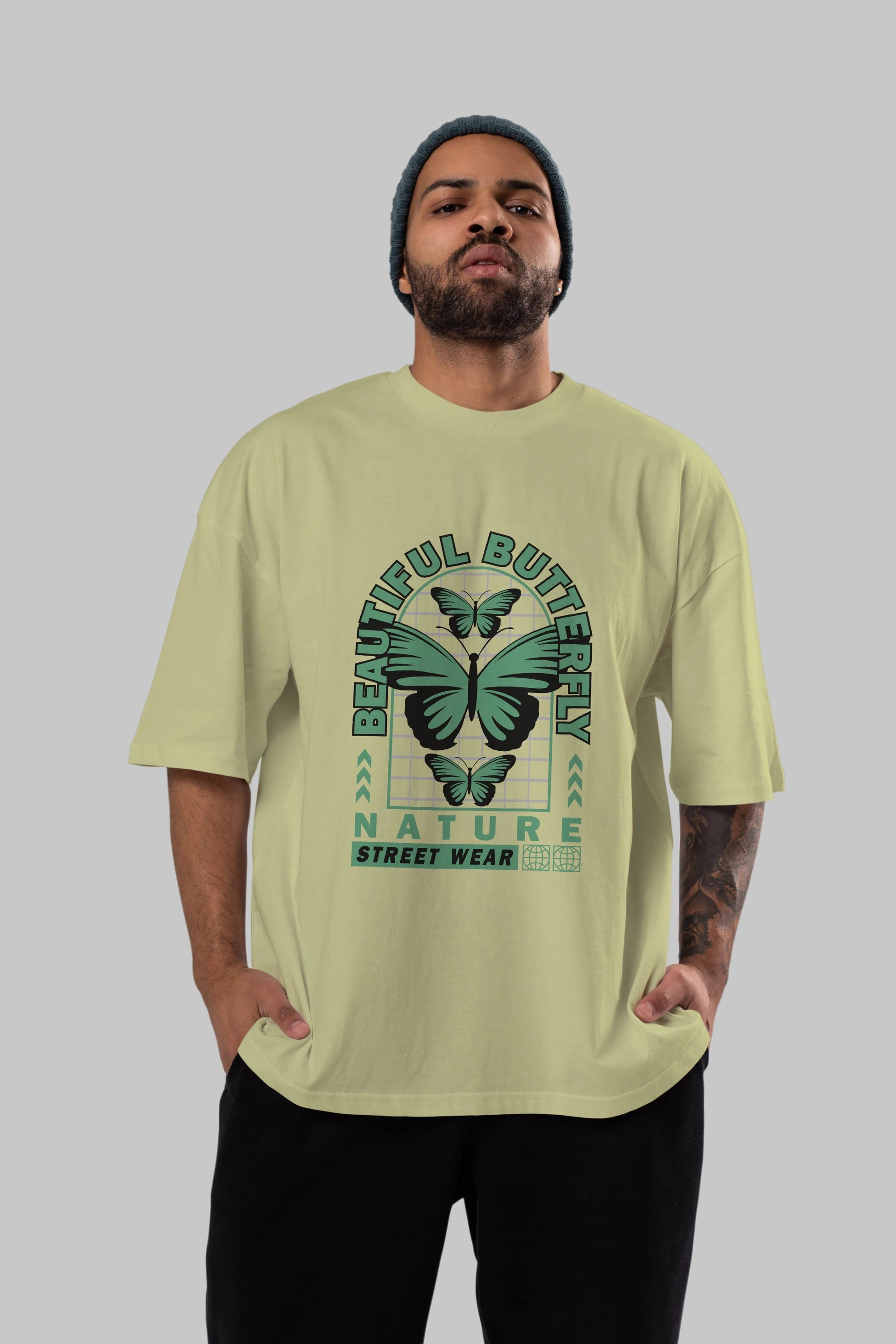 Beautiful Butterfly Ön Baskılı Oversize t-shirt Erkek Kadın Unisex