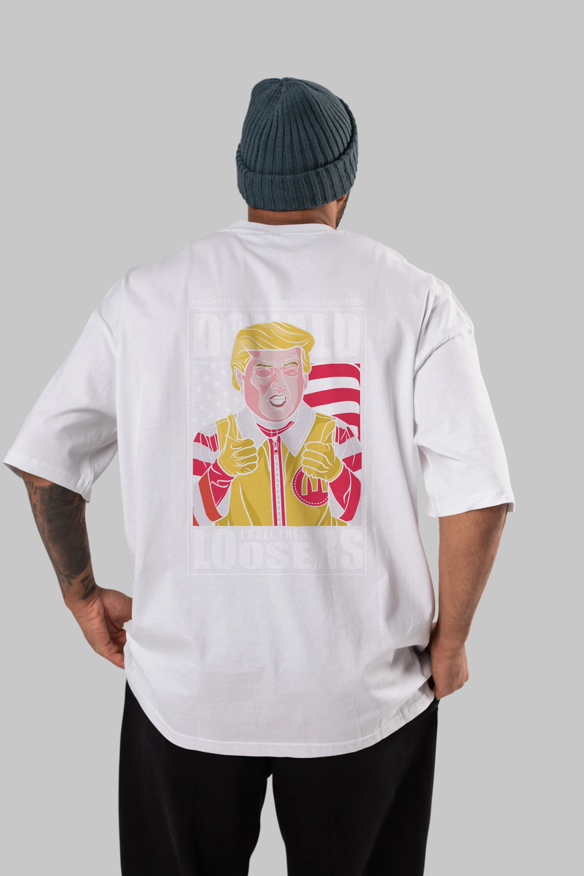 Ronald Trump Arka Baskılı Oversize t-shirt Erkek Kadın Unisex %100 Pamuk tişort