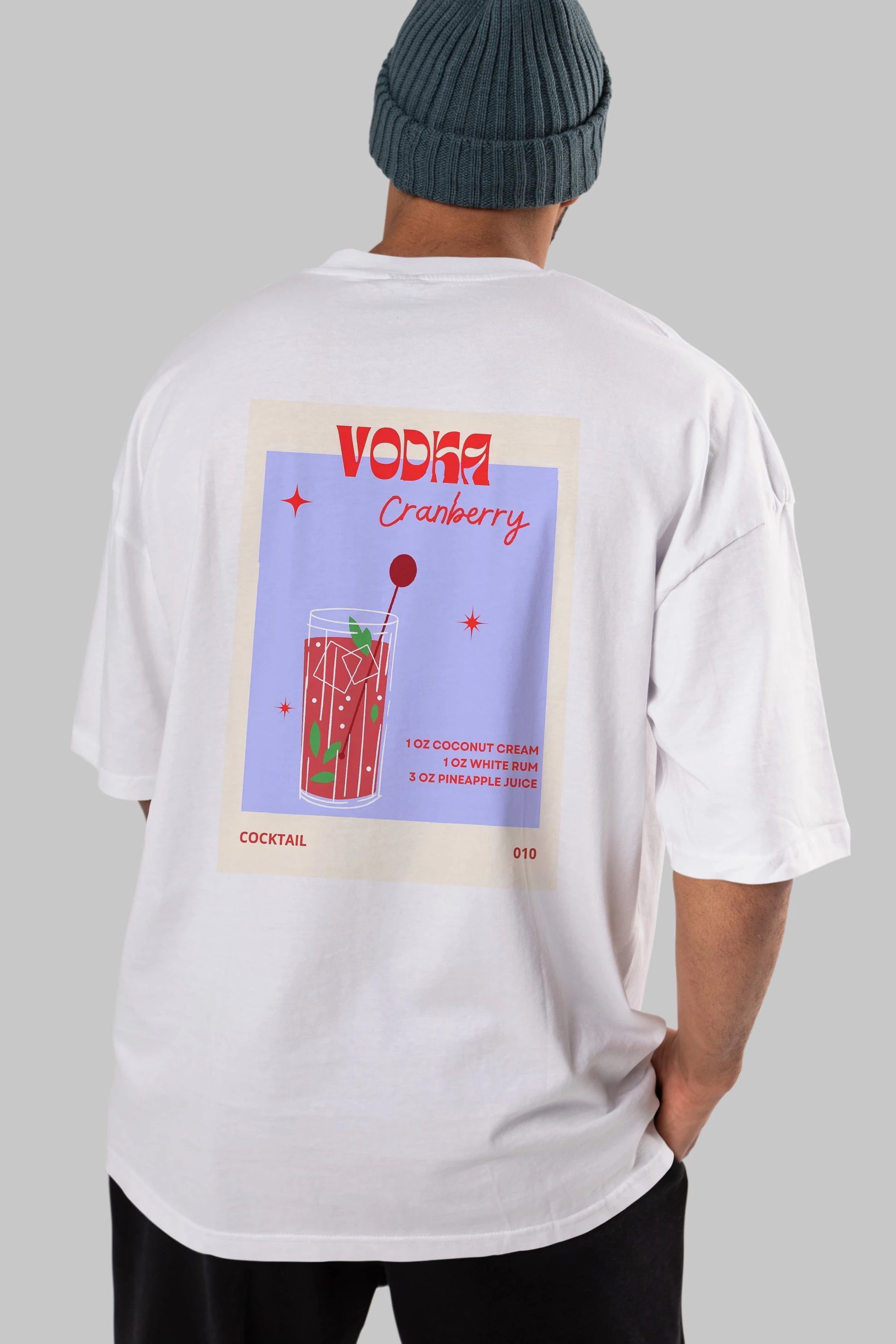Vodka Cranberry Arka Baskılı Oversize t-shirt Erkek Kadın Unisex %100 Pamuk Bisiklet Yaka tişort