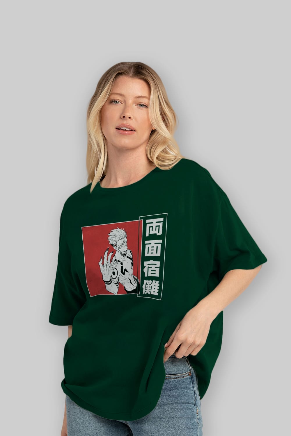 Sukuna Ryoumen 2 Anime Ön Baskılı Oversize t-shirt %100 pamuk Erkek Kadın Unisex
