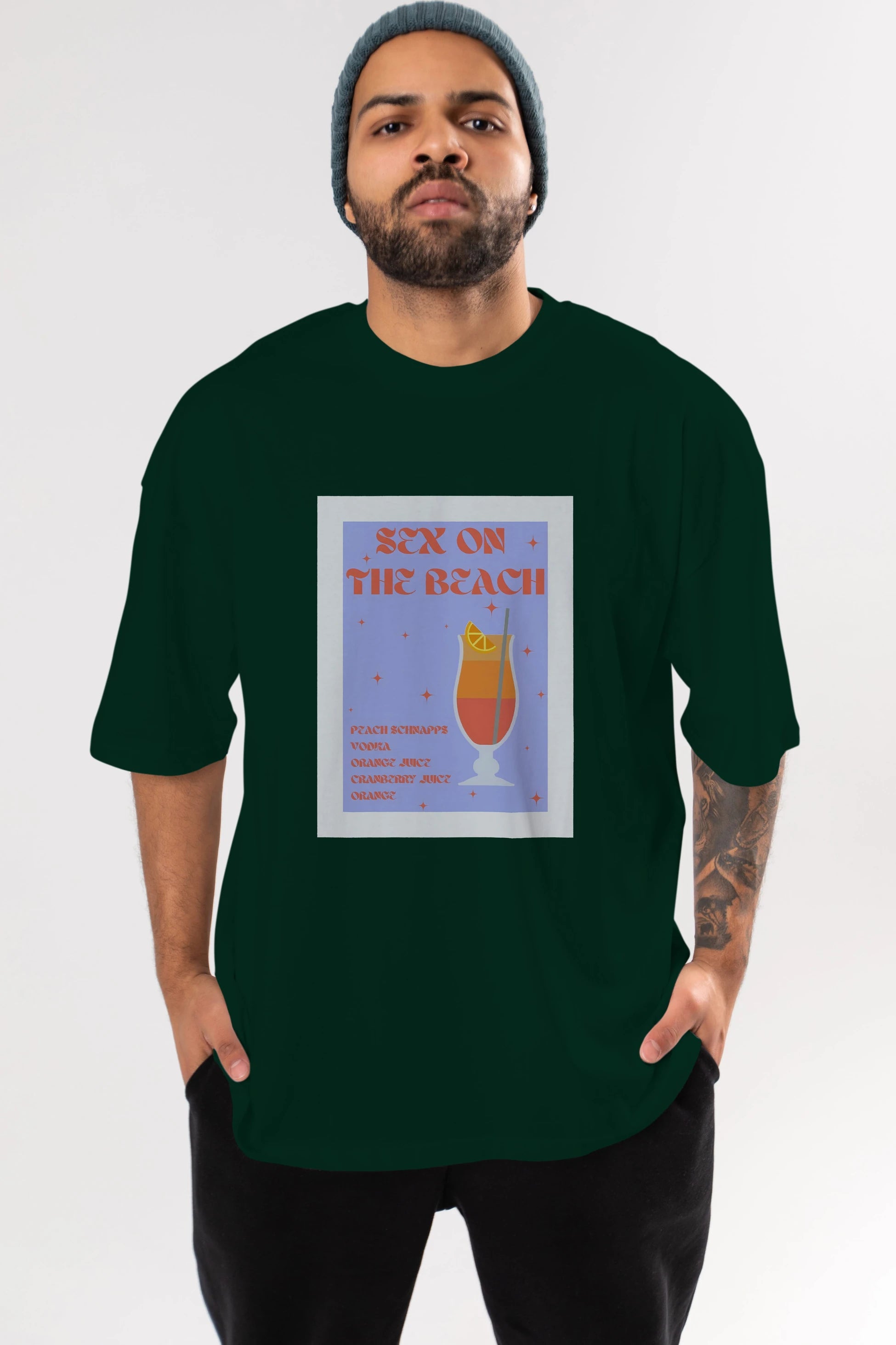 Sex On The Beach Ön Baskılı Oversize t-shirt Erkek Kadın Unisex %100 Pamuk Bisiklet Yaka tişort