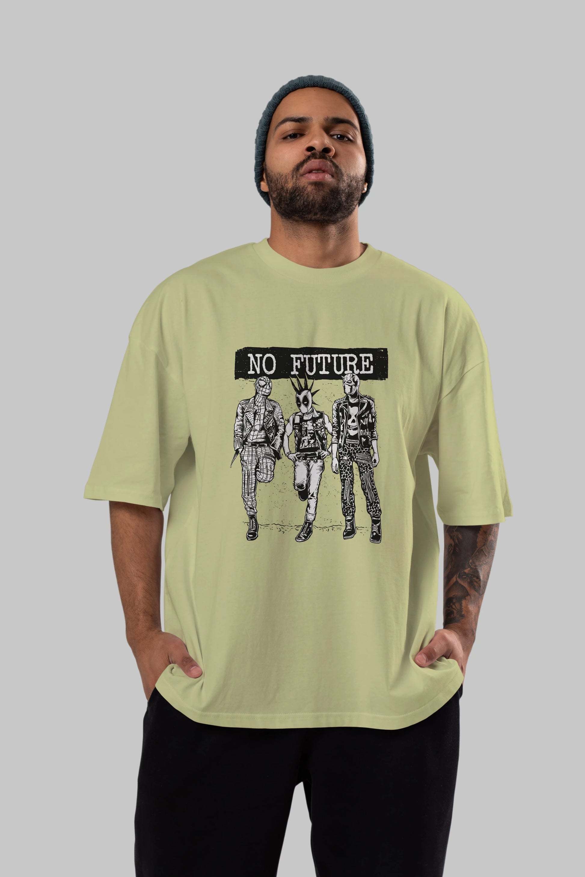 No Future Ön Baskılı Oversize t-shirt Erkek Kadın Unisex %100 Pamuk tişort
