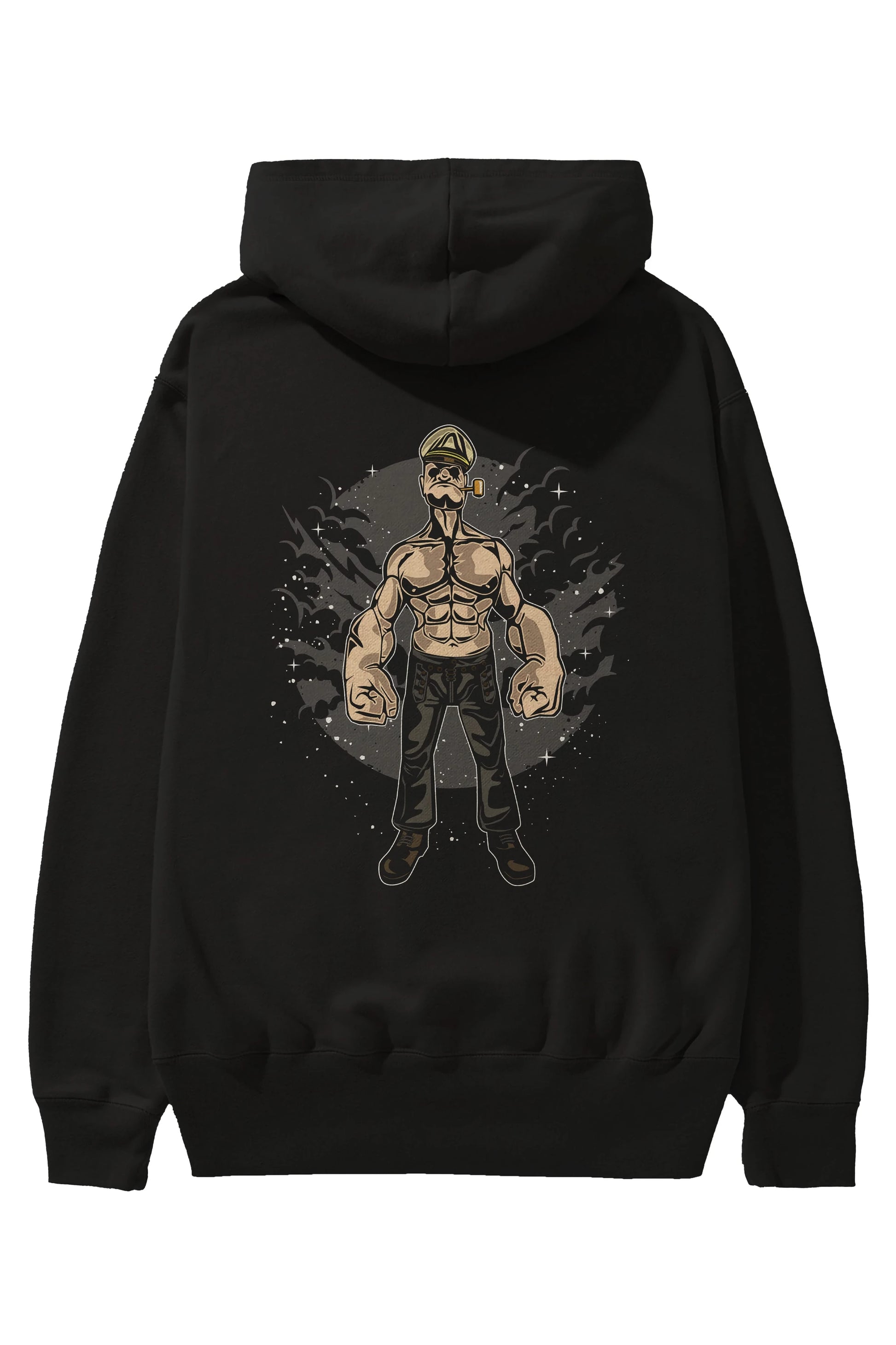 Popeye Arka Baskılı Hoodie Oversize Kapüşonlu Sweatshirt Erkek Kadın Unisex
