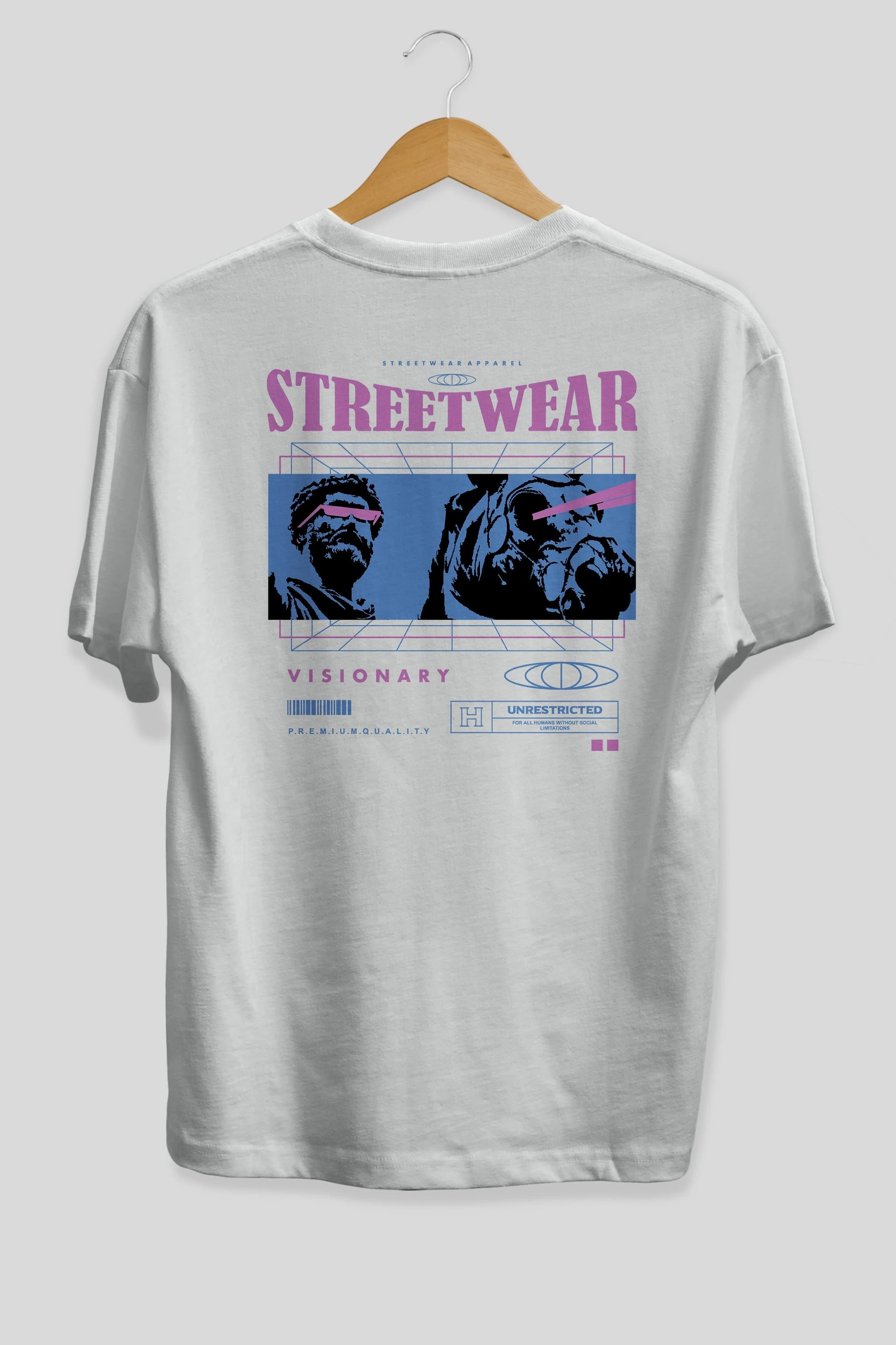 Streetwear Visionary Arka Baskılı Oversize t-shirt Erkek Kadın Unisex