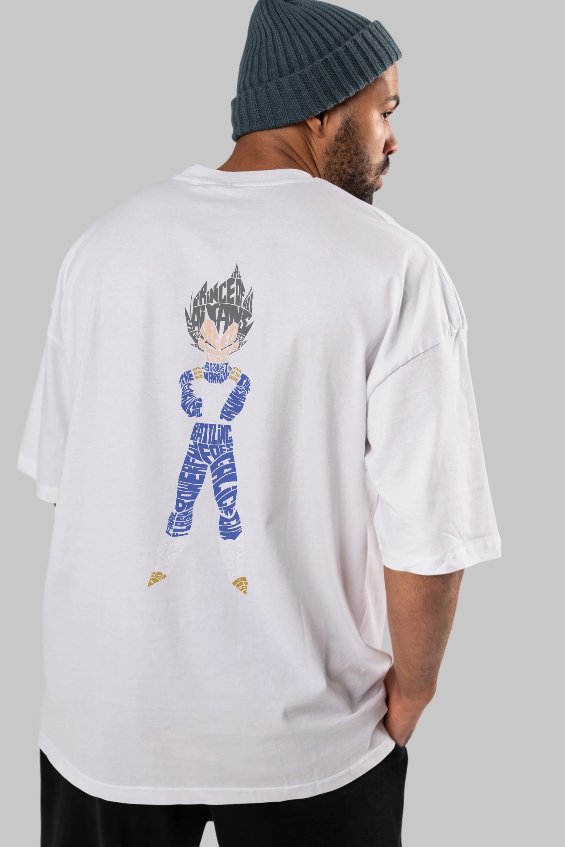 Vegeta Arka Baskılı Oversize t-shirt %100 pamuk Erkek Kadın Unisex