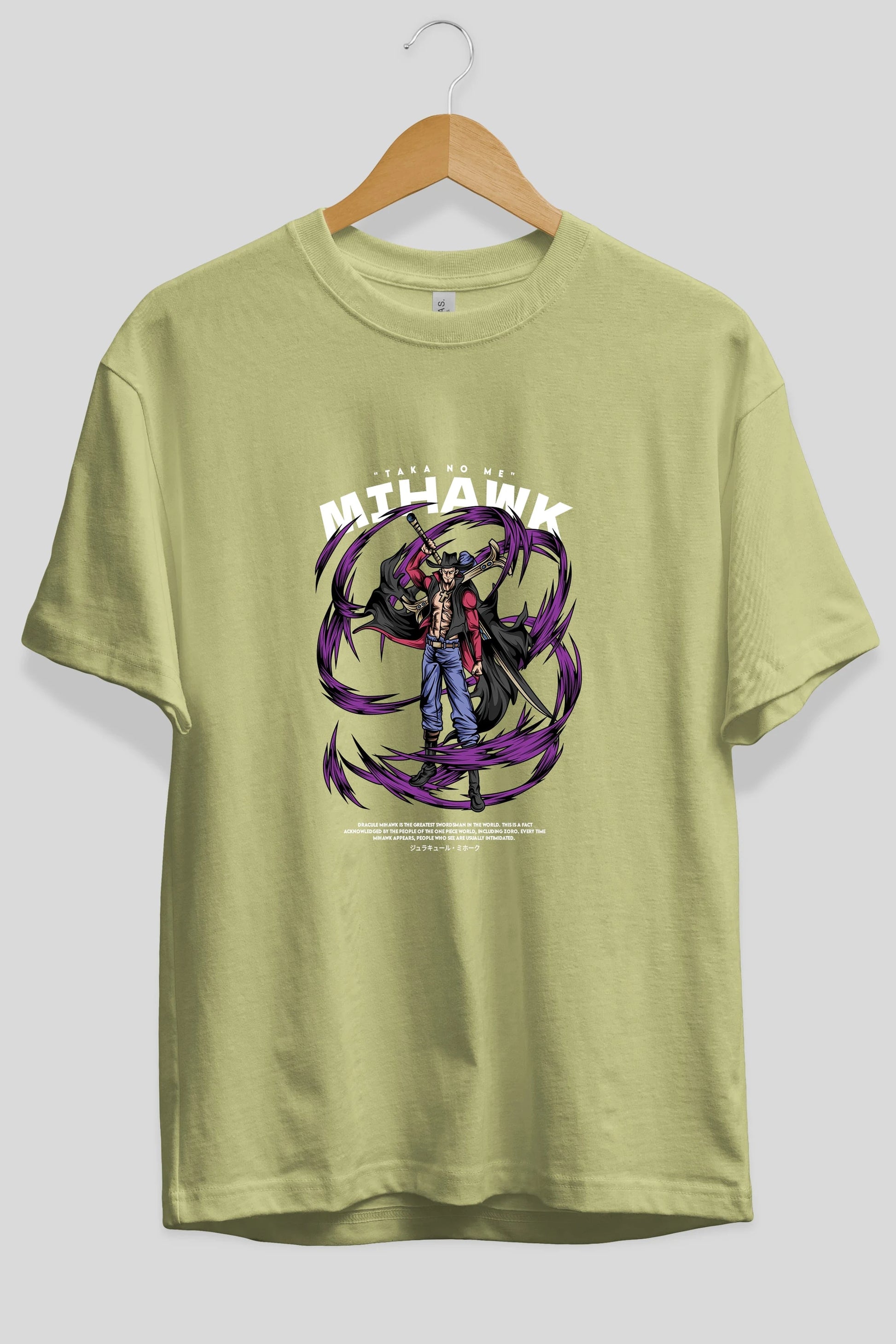 Mihawk Anime Ön Baskılı Oversize t-shirt %100 pamuk Erkek Kadın Unisex