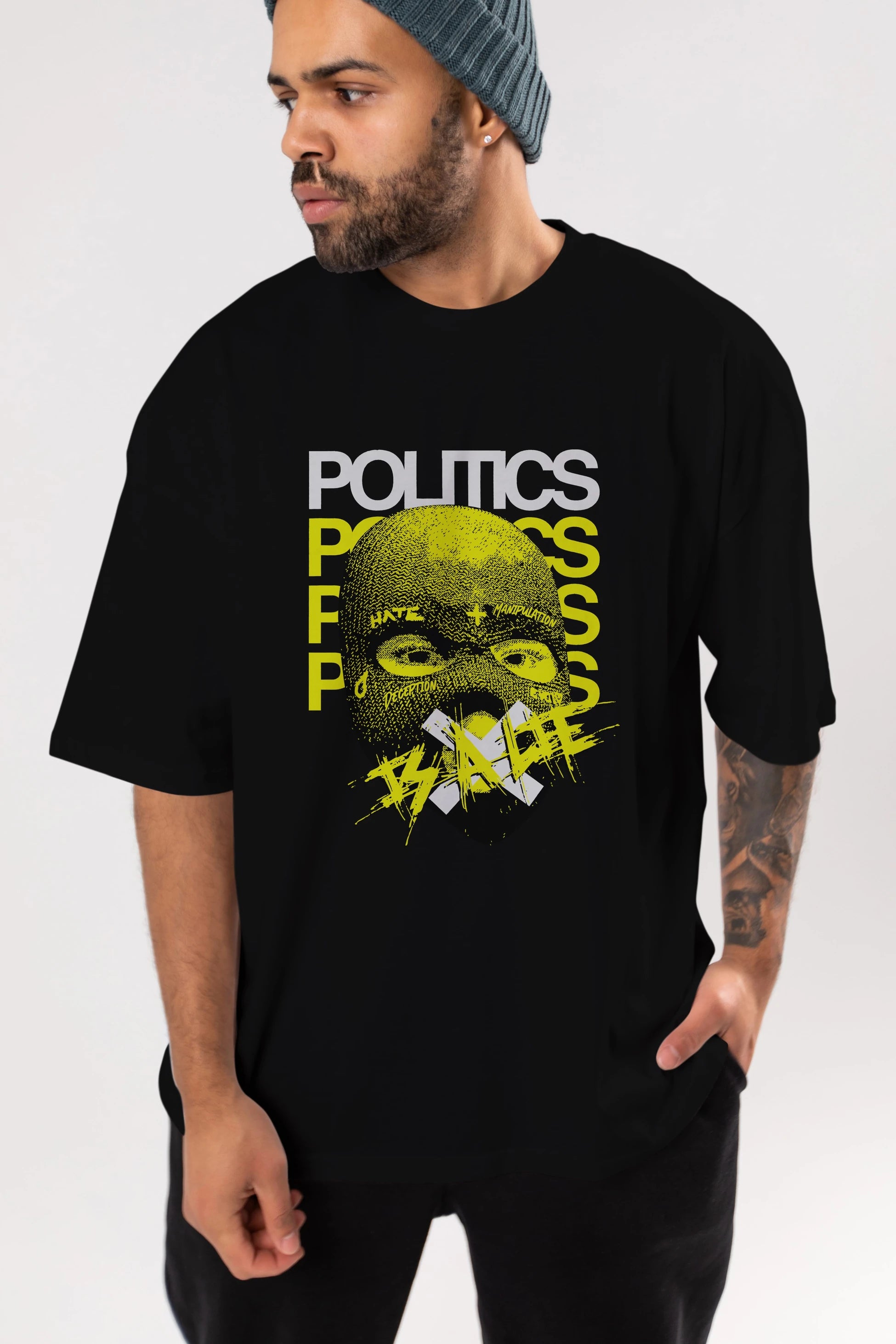 Politics is a Lie Ön Baskılı Oversize t-shirt Erkek Kadın Unisex