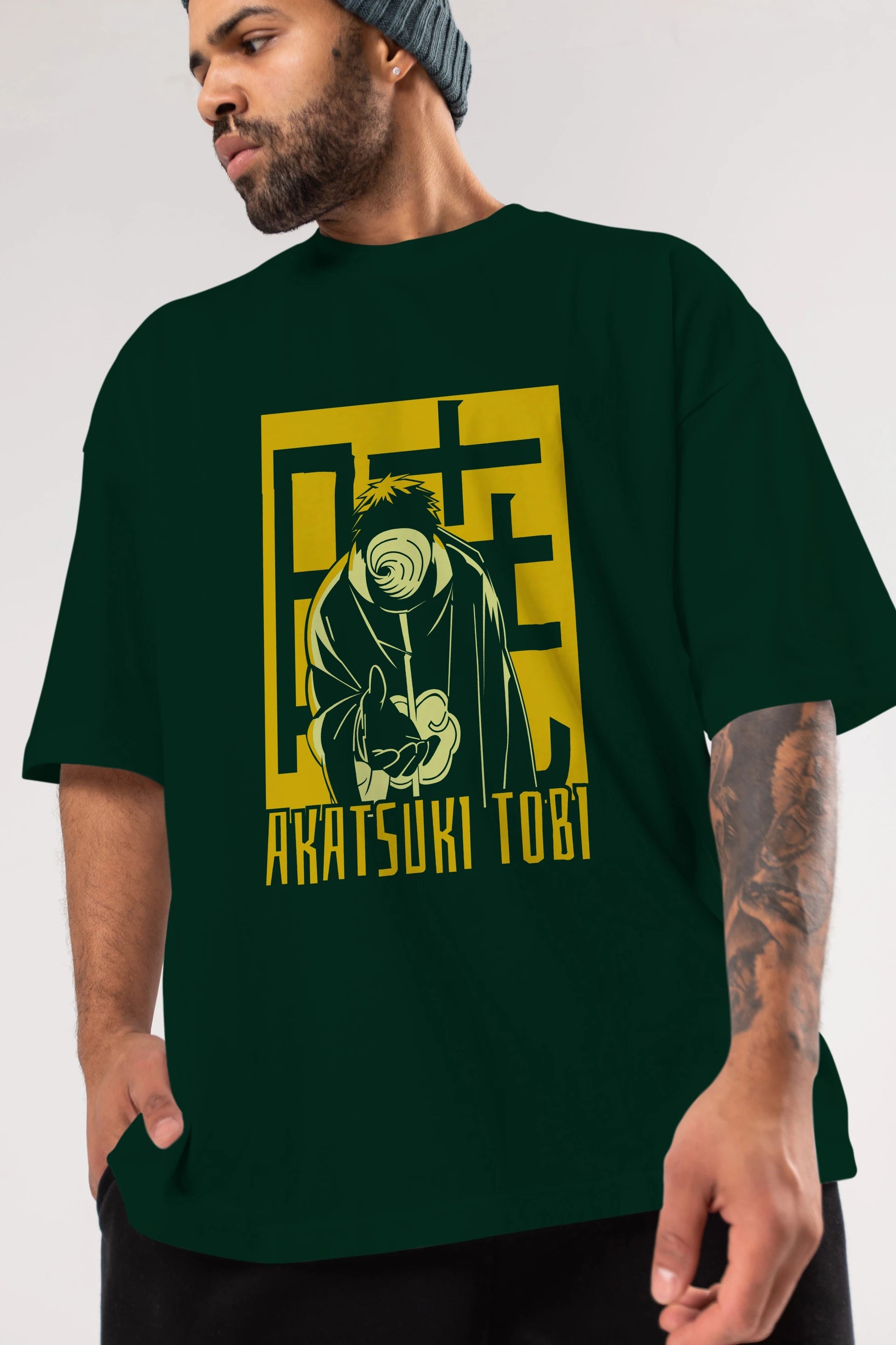 AKATSUKI OBITO NARUTO Anime Ön Baskılı Oversize t-shirt %100 pamuk Erkek Kadın Unisex