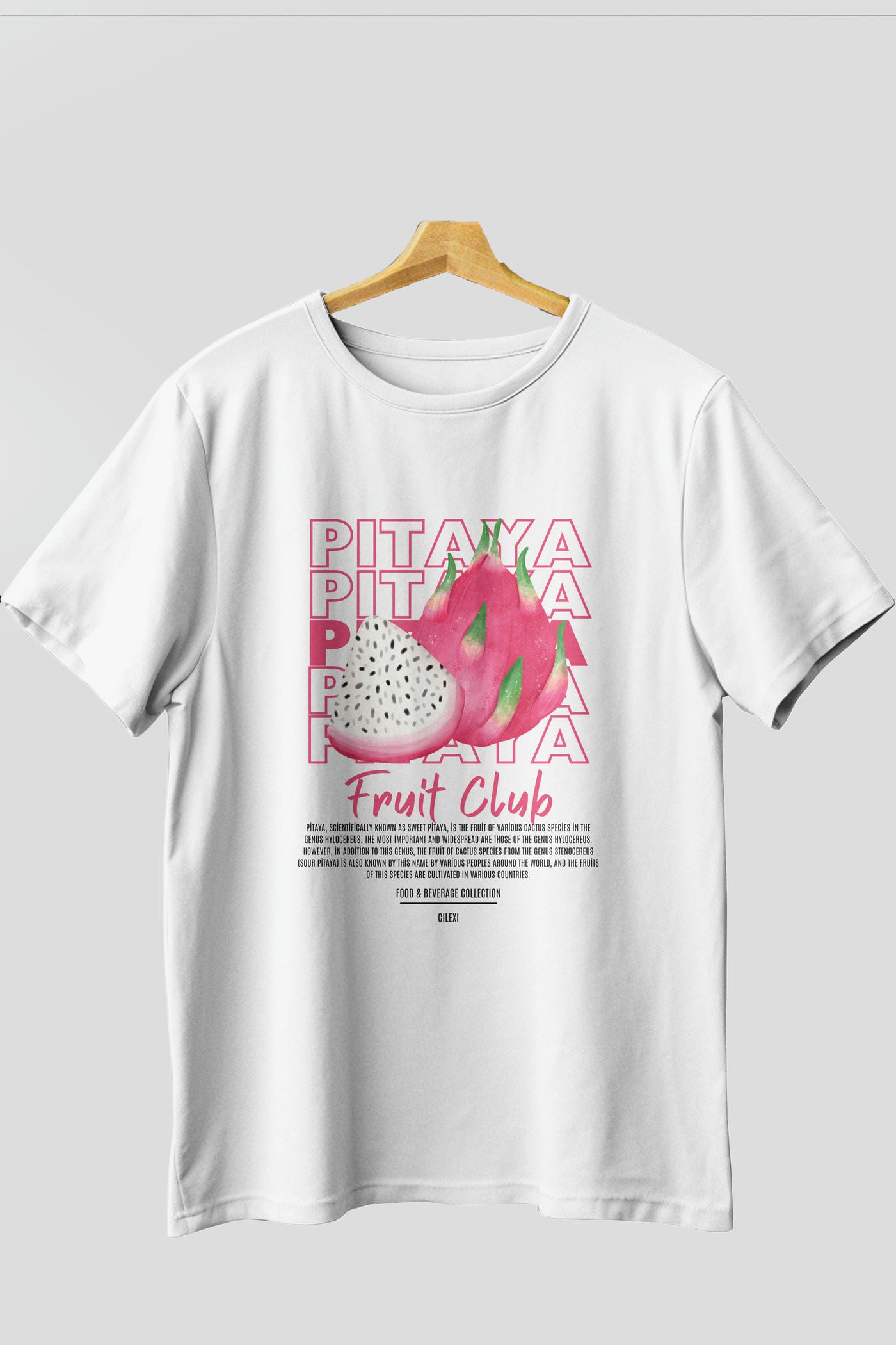 Pitaya Ön Baskılı Oversize t-shirt Erkek Kadın Pamuk Bisiklet Yaka tişort