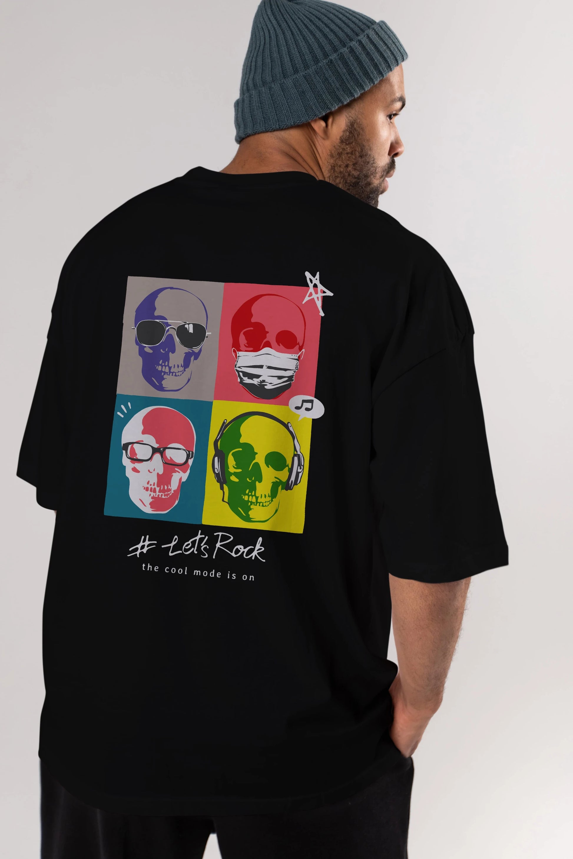 Lets Rock Arka Baskılı Oversize t-shirt Erkek Kadın Unisex