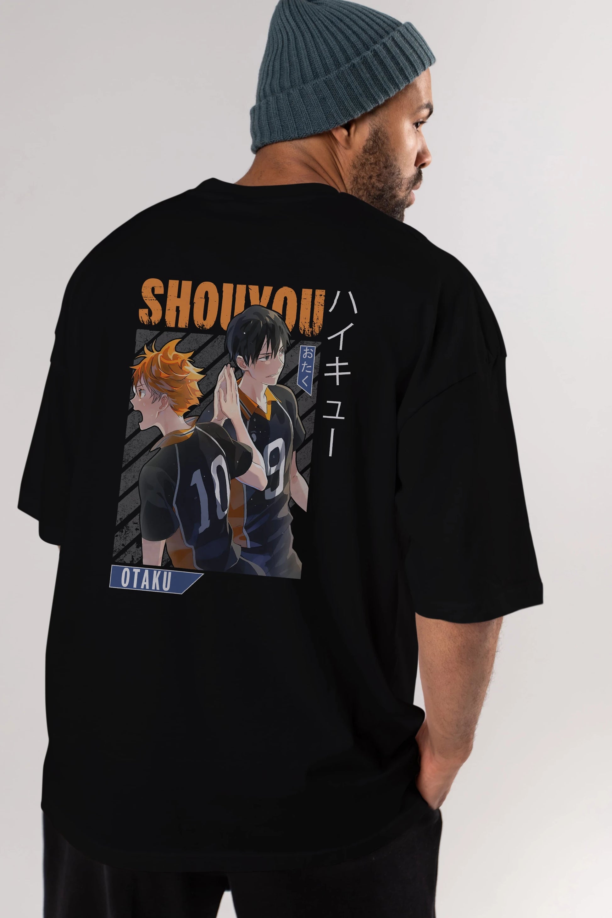 Shouyou Hinata 12 Anime Arka Baskılı Oversize t-shirt Erkek Kadın Unisex