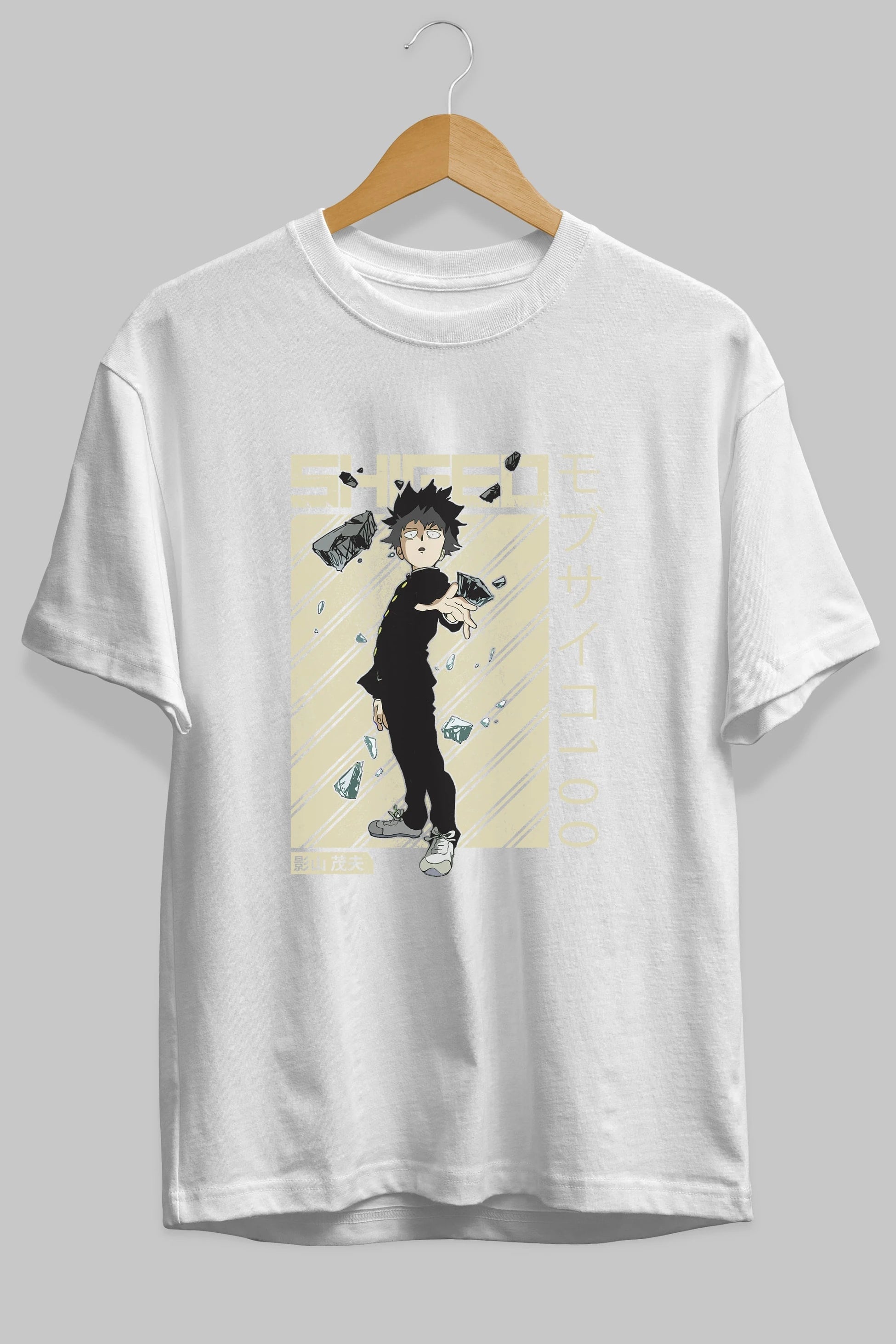 Shigeo Kageyama 3 Anime Ön Baskılı Oversize t-shirt %100 pamuk Erkek Kadın Unisex