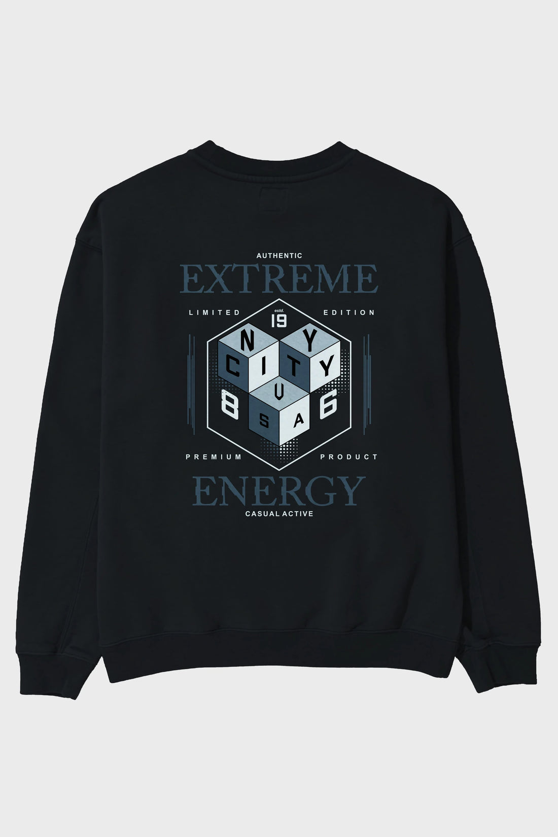 Extreme Energy Arka Baskılı Oversize Sweatshirt Erkek Kadın Unisex