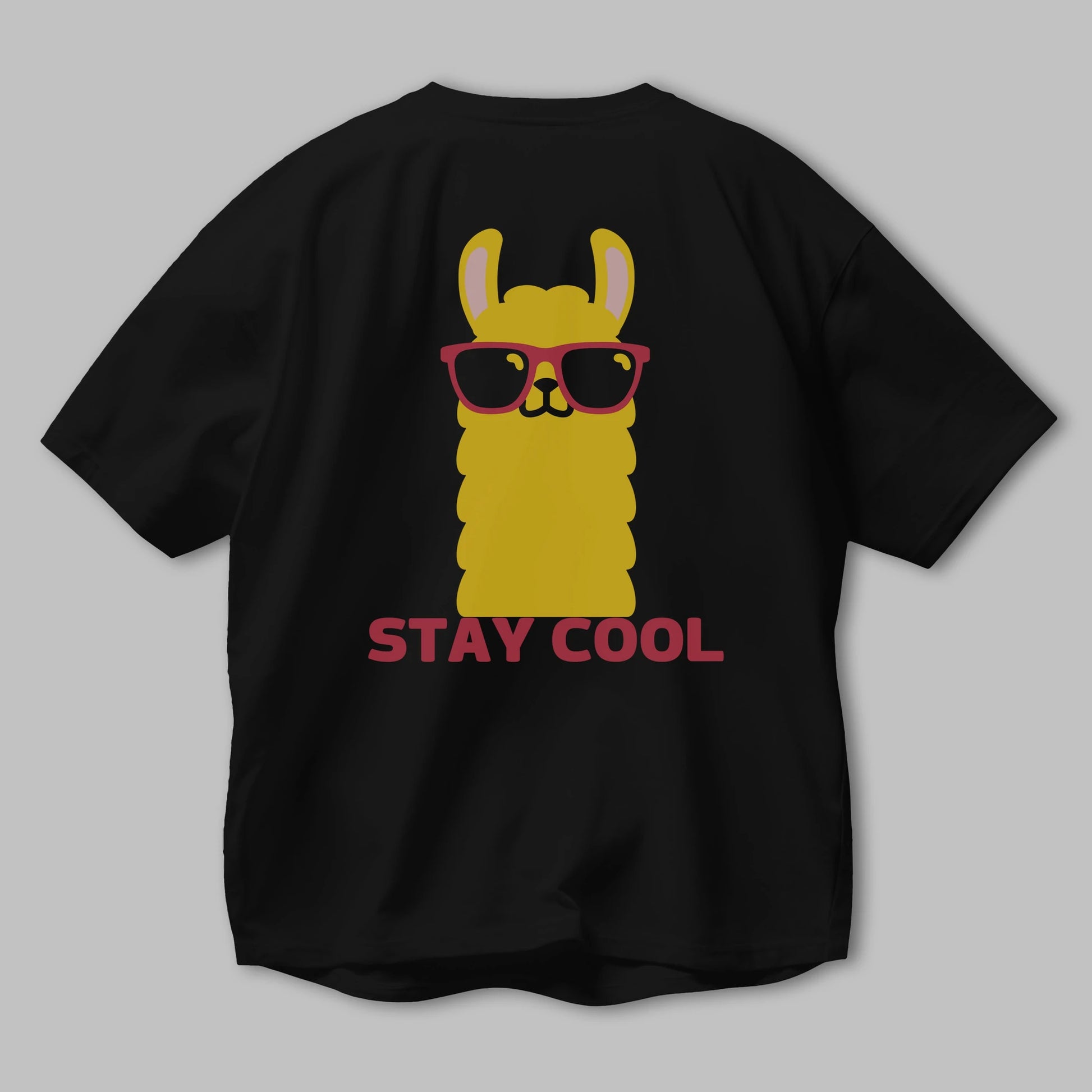 Stay Cool Yazılı Lama Arka Baskılı Oversize t-shirt Erkek Kadın Unisex