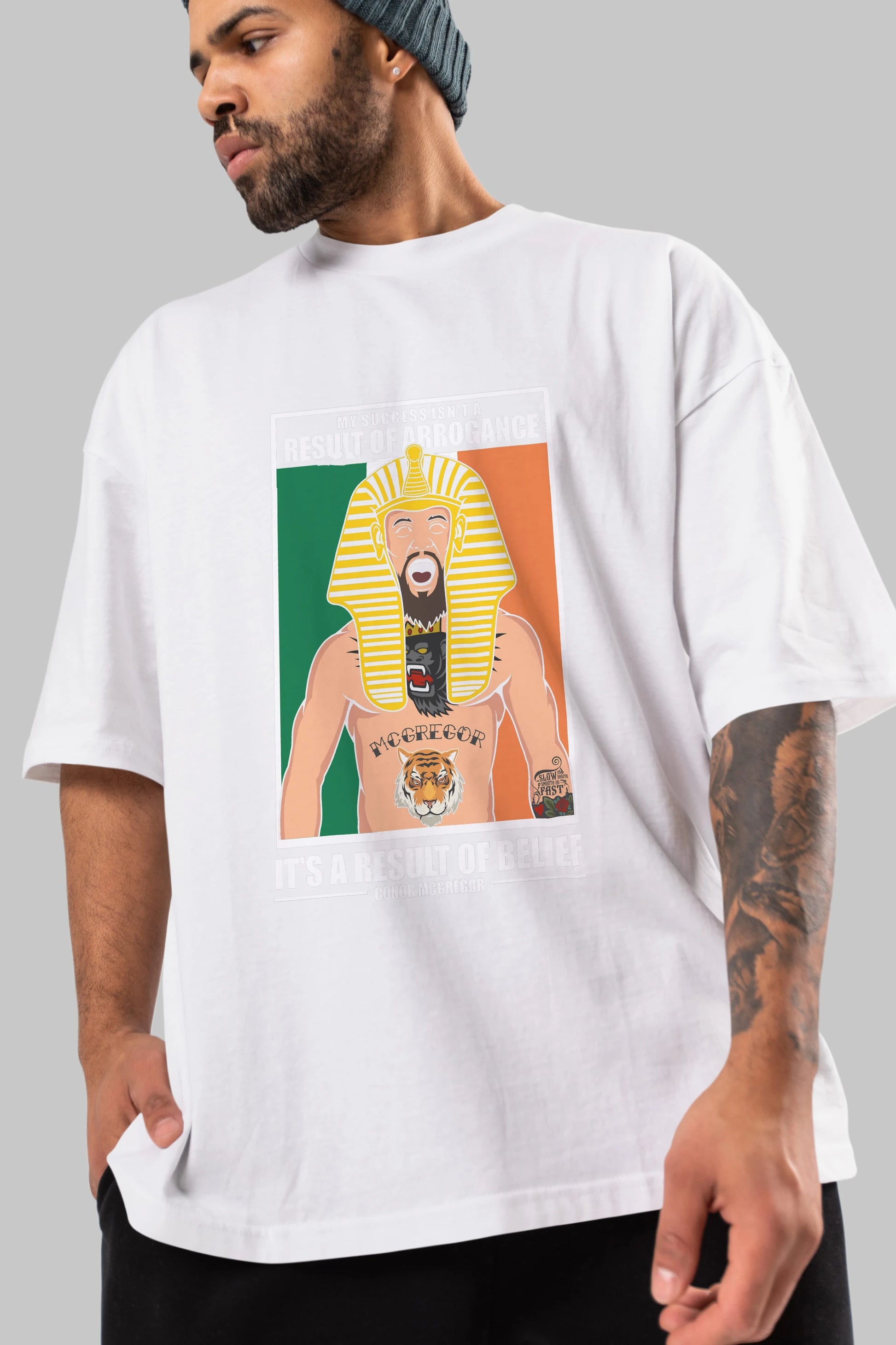 McGregor Pharaoh Ön Baskılı Oversize t-shirt Erkek Kadın Unisex %100 Pamuk tişort