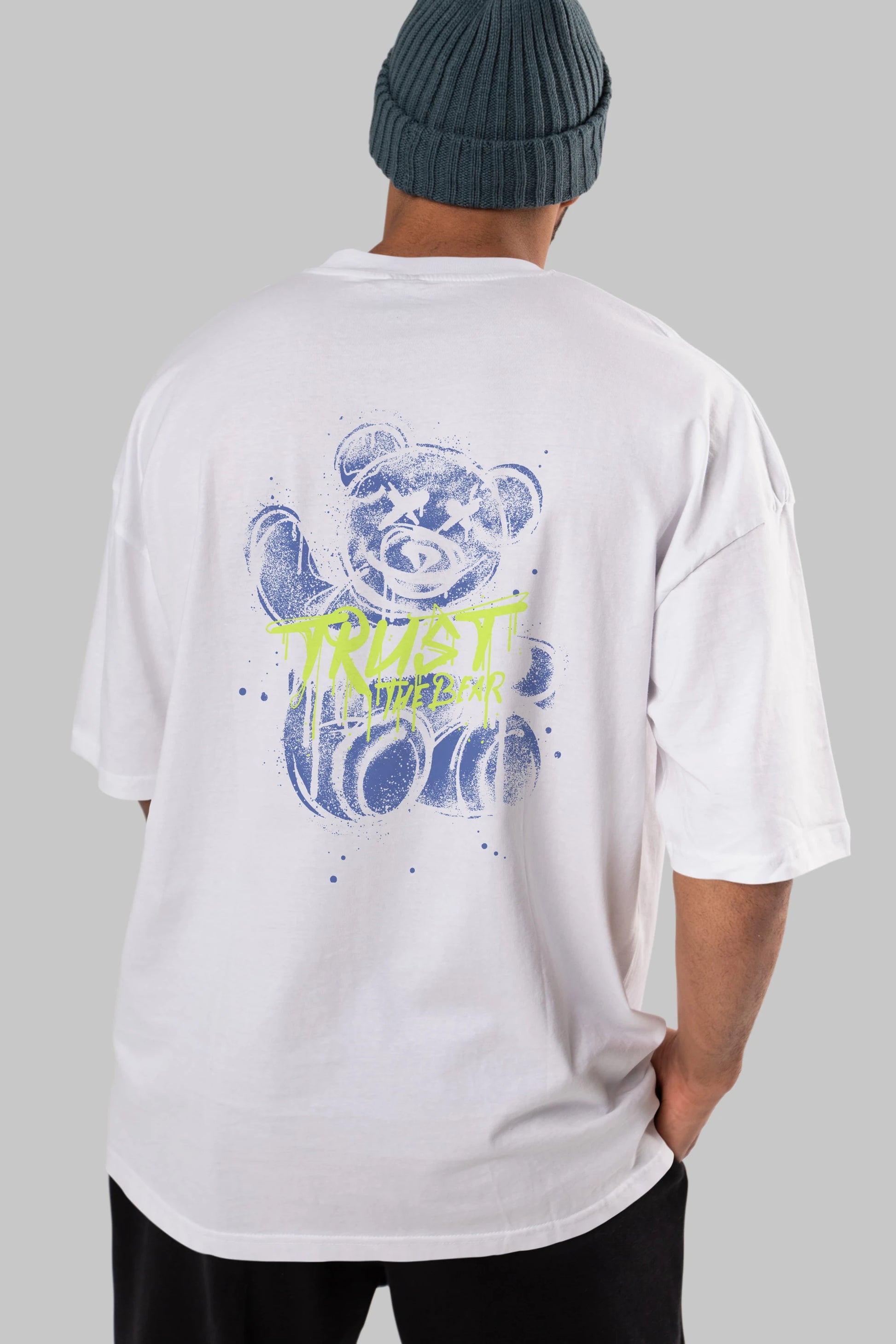 Trust The Bear 4 Arka Baskılı Oversize t-shirt Erkek Kadın Unisex