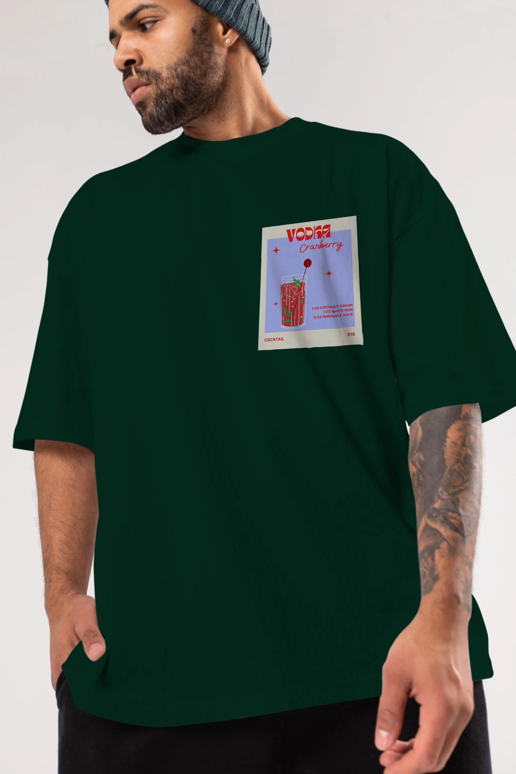 Vodka Cranberry Ön Sol Baskılı Oversize t-shirt Erkek Kadın Unisex %100 Pamuk Bisiklet Yaka tişort