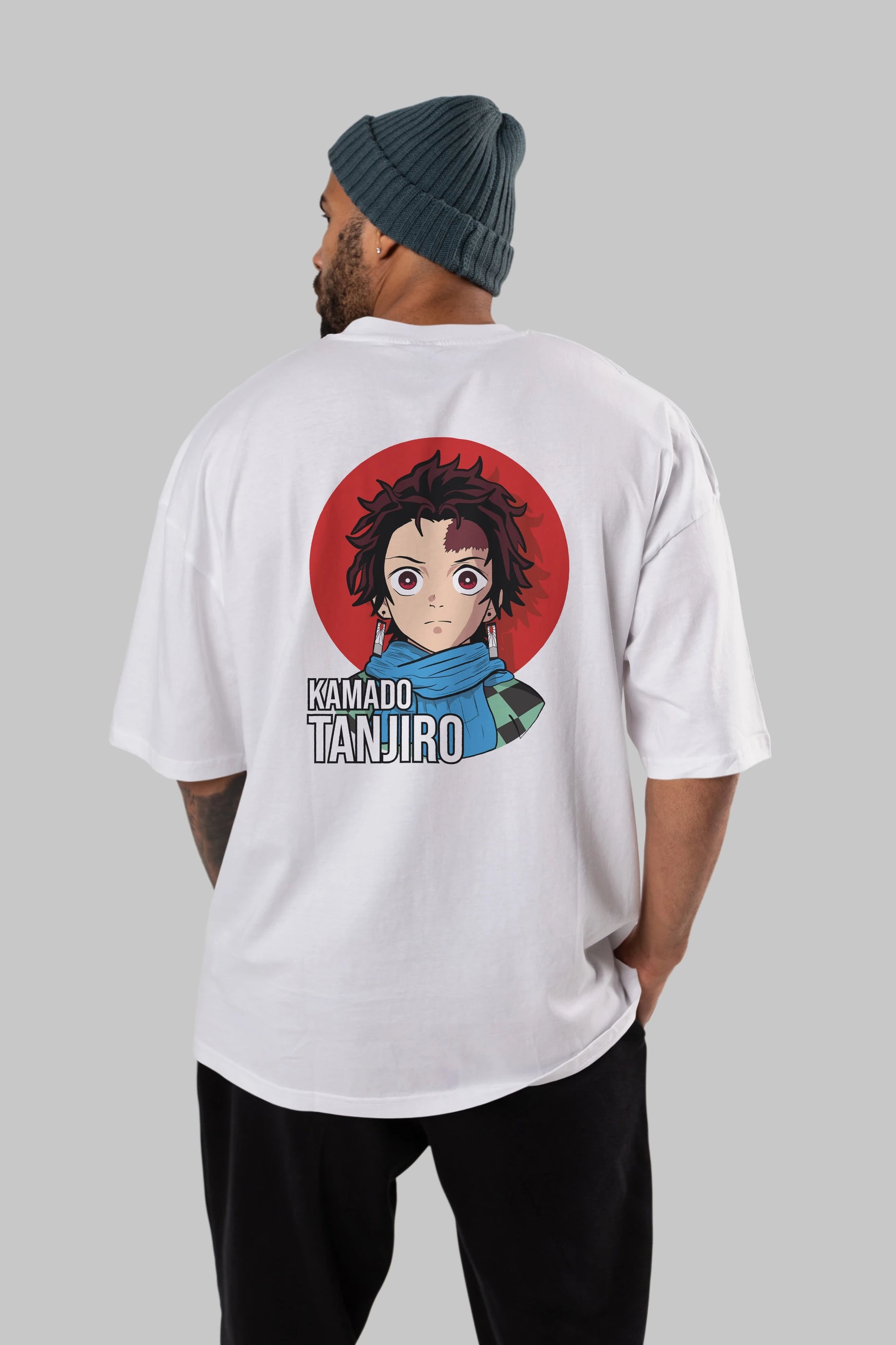 TANJIRO KAMADO Anime Arka Baskılı Oversize t-shirt Erkek Kadın Unisex