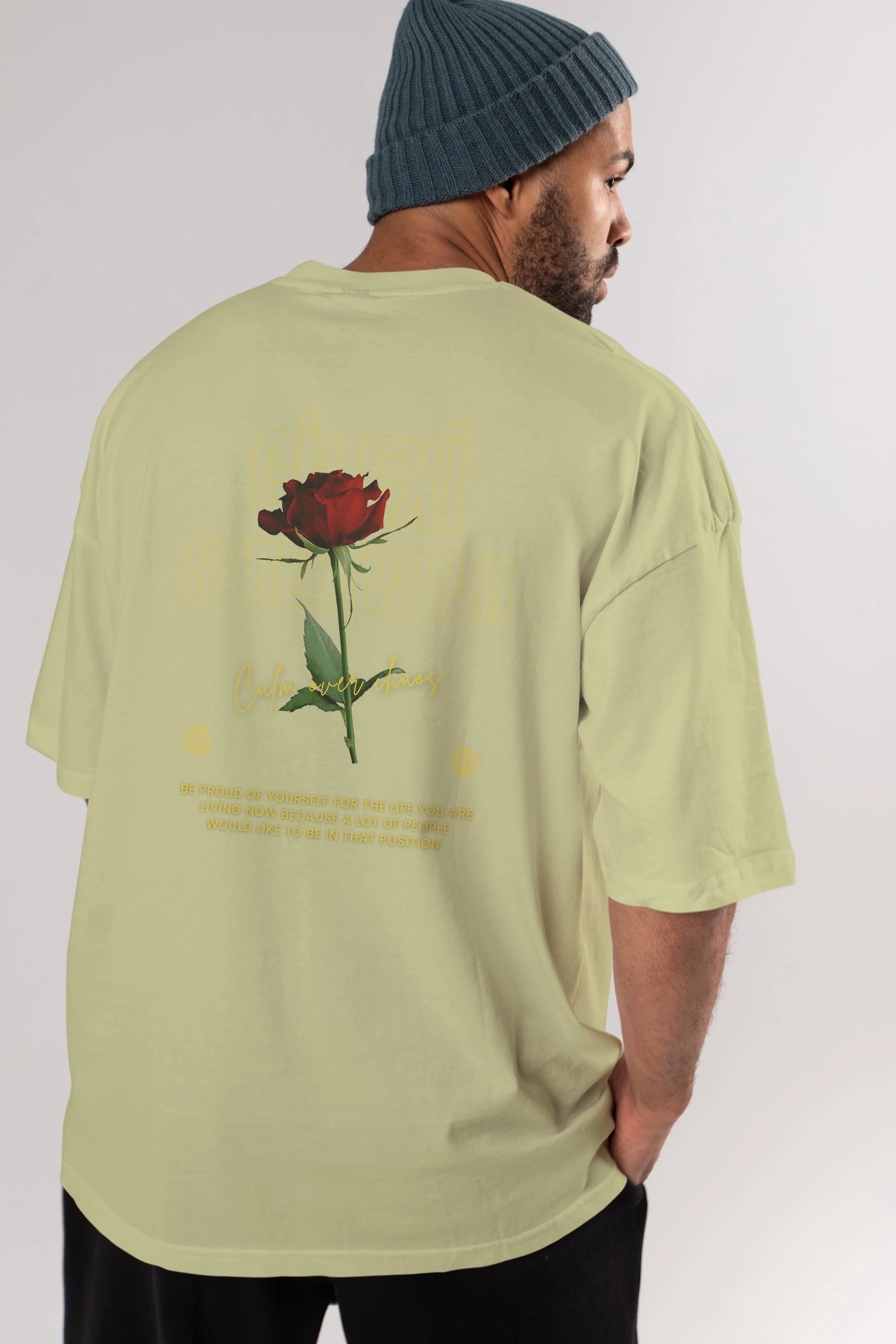 Rose Cilexi Streetwear Arka Baskılı Oversize t-shirt Erkek Kadın Unisex