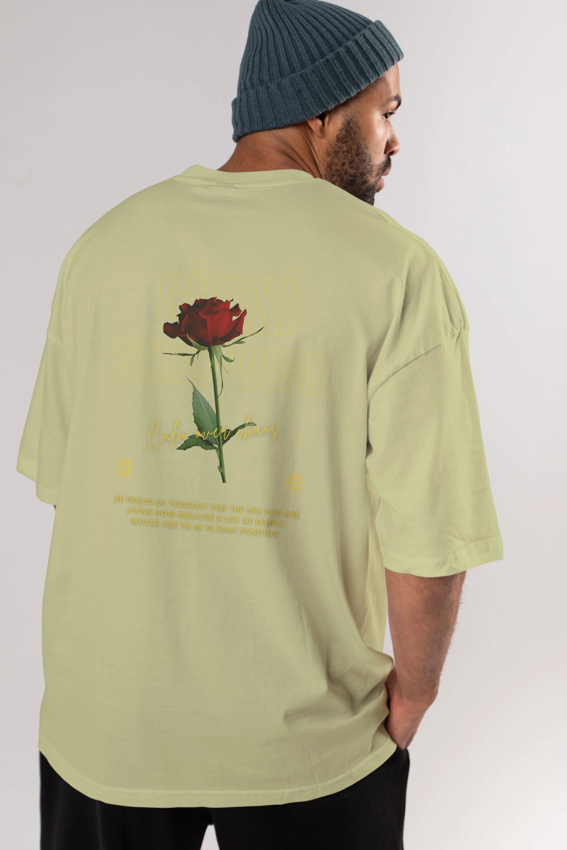 Rose Cilexi Streetwear Arka Baskılı Oversize t-shirt Erkek Kadın Unisex