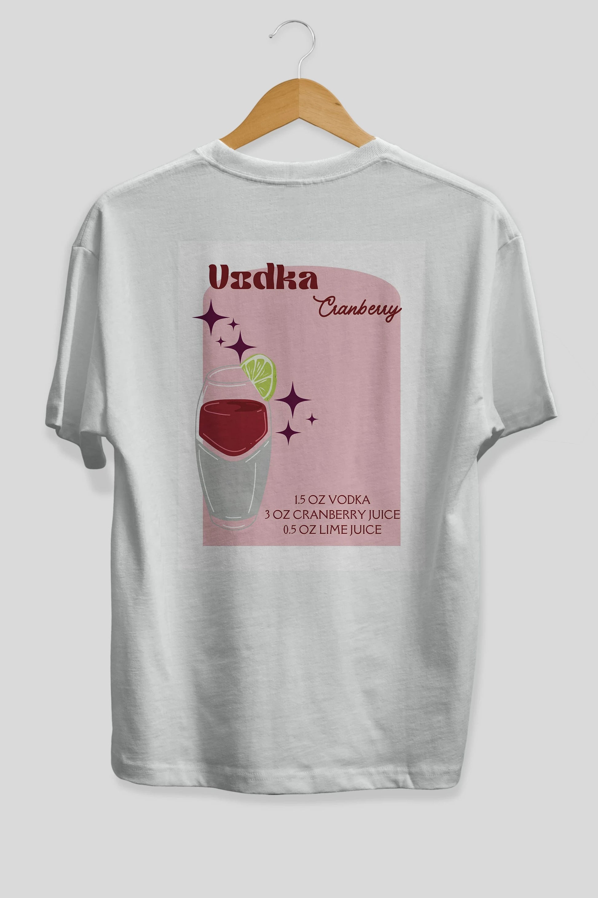 Vodka Cranberry 2 Arka Baskılı Oversize t-shirt Erkek Kadın Unisex %100 Pamuk Bisiklet Yaka tişort
