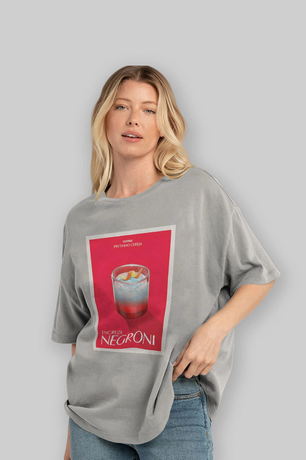 Encruza Negroni Ön Baskılı Oversize t-shirt Erkek Kadın Unisex %100 Pamuk Bisiklet Yaka tişort