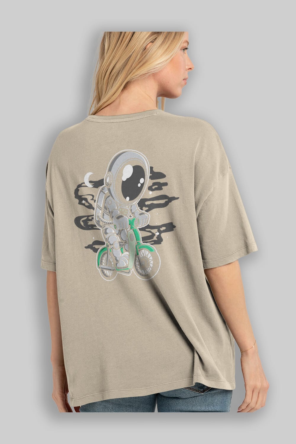 Astronaut Classic Motorbike Arka Baskılı Oversize t-shirt Erkek Kadın Unisex
