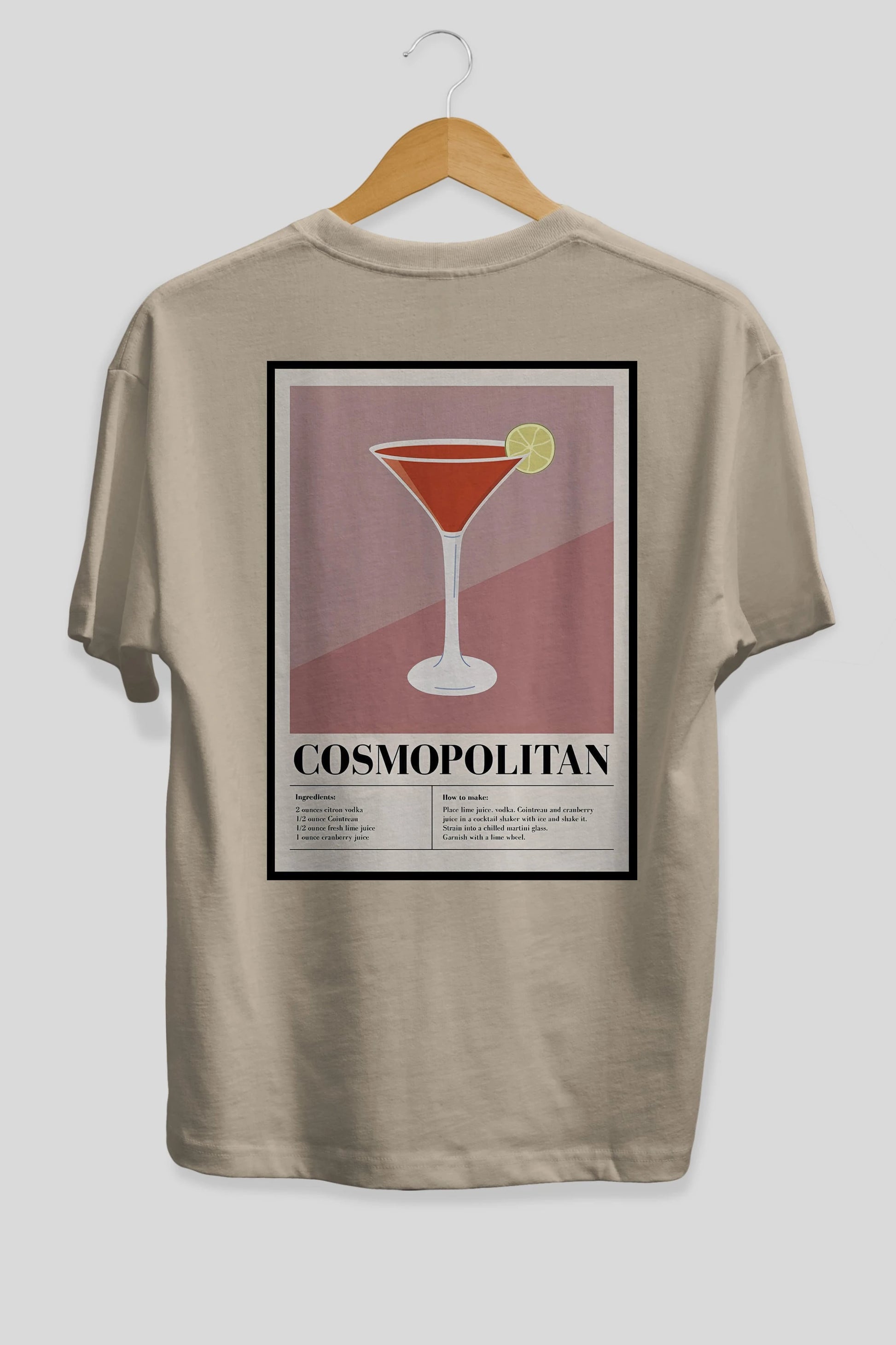 Cosmopolitan 3 Arka Baskılı Oversize t-shirt Erkek Kadın Unisex %100 Pamuk Bisiklet Yaka tişort