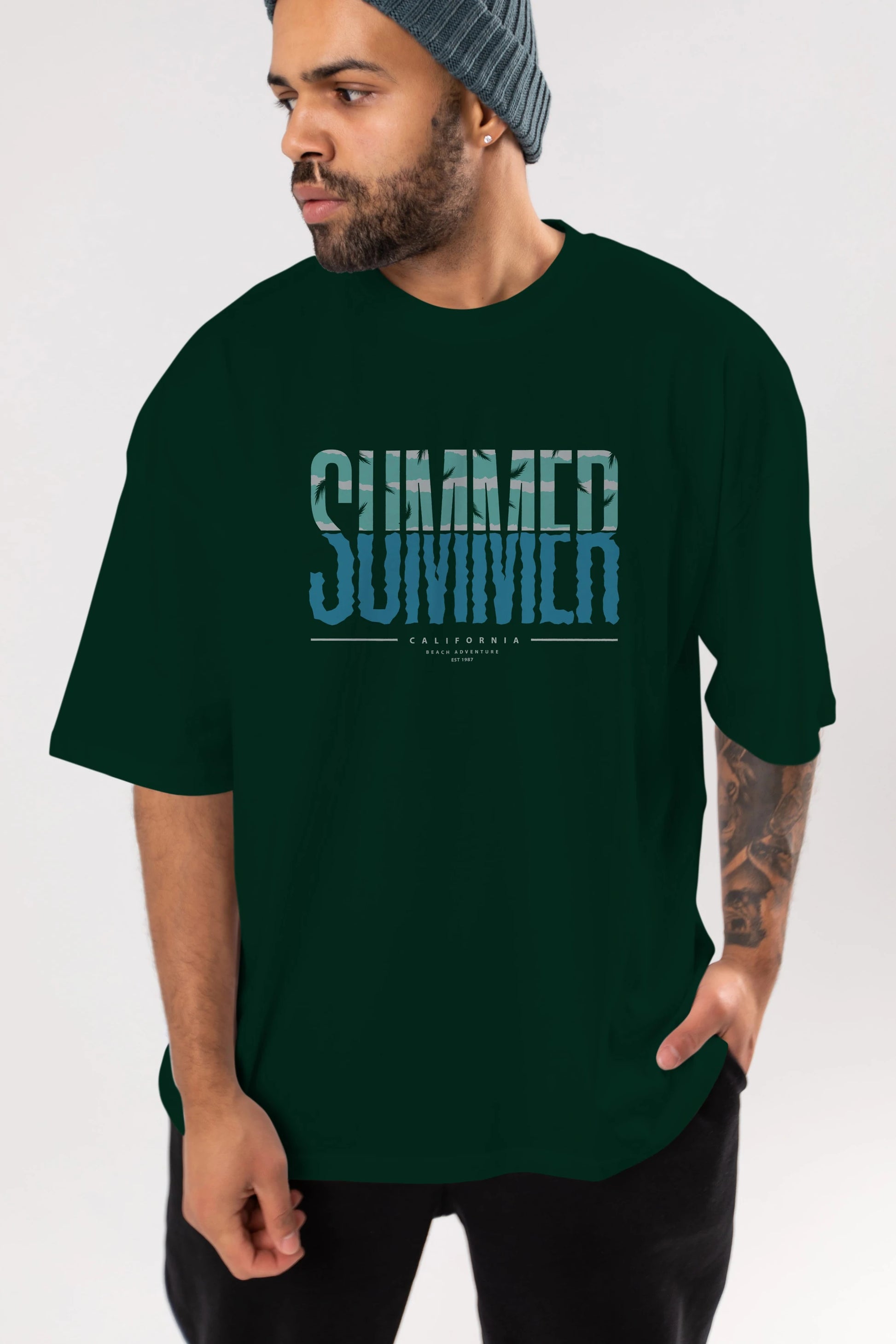 Summer California Ön Baskılı Oversize t-shirt Erkek Kadın Unisex