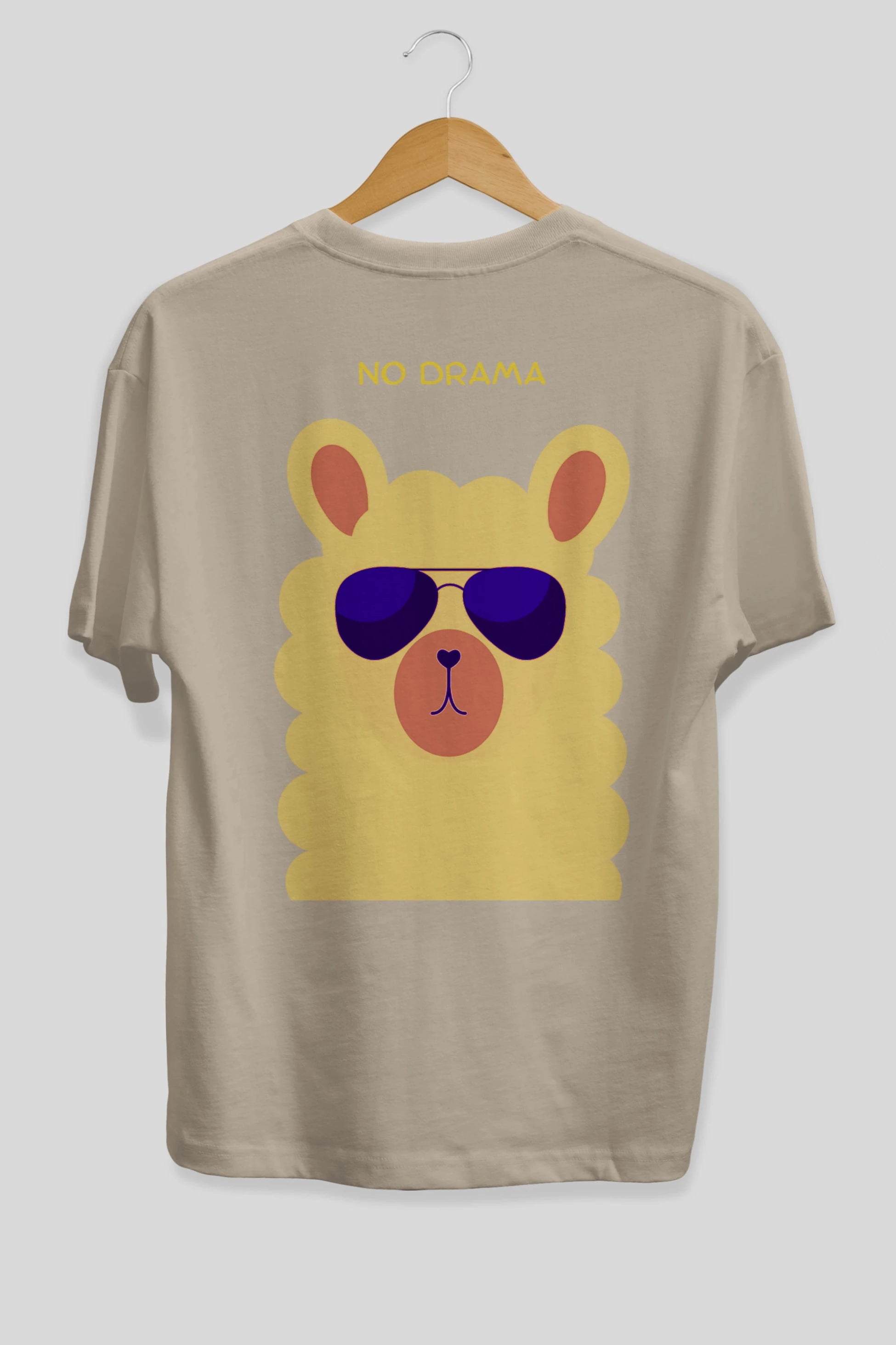 No Drama Yazılı Lama Arka Baskılı Oversize t-shirt Erkek Kadın Unisex