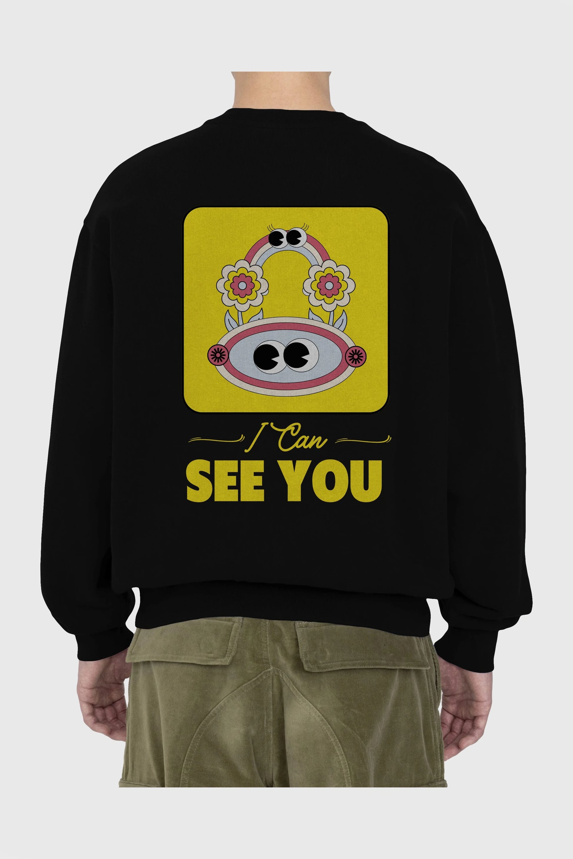 I Can See You Yazılı Arka Baskılı Oversize Sweatshirt Erkek Kadın Unisex