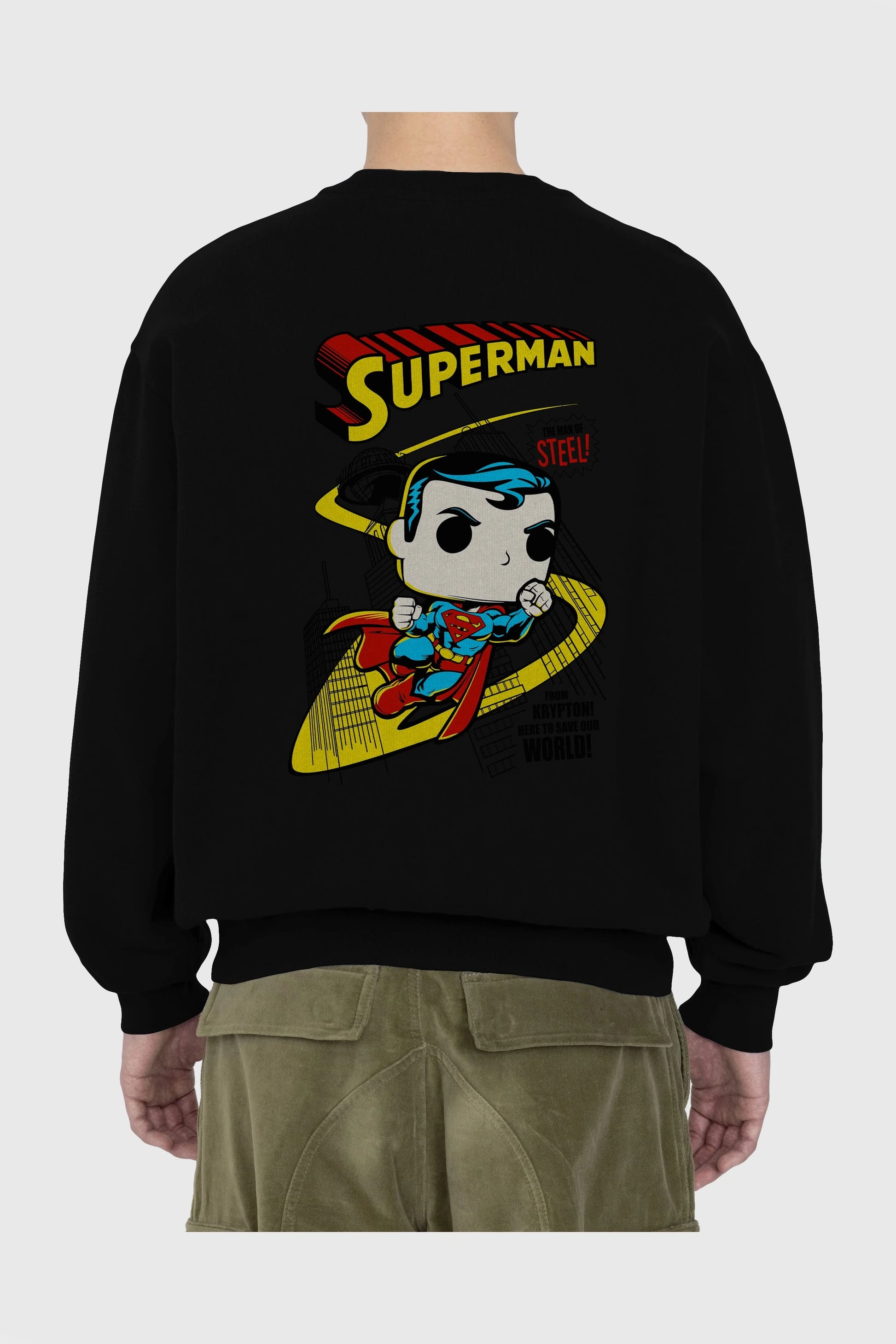 Superman (2) Arka Baskılı Oversize Sweatshirt Erkek Kadın Unisex