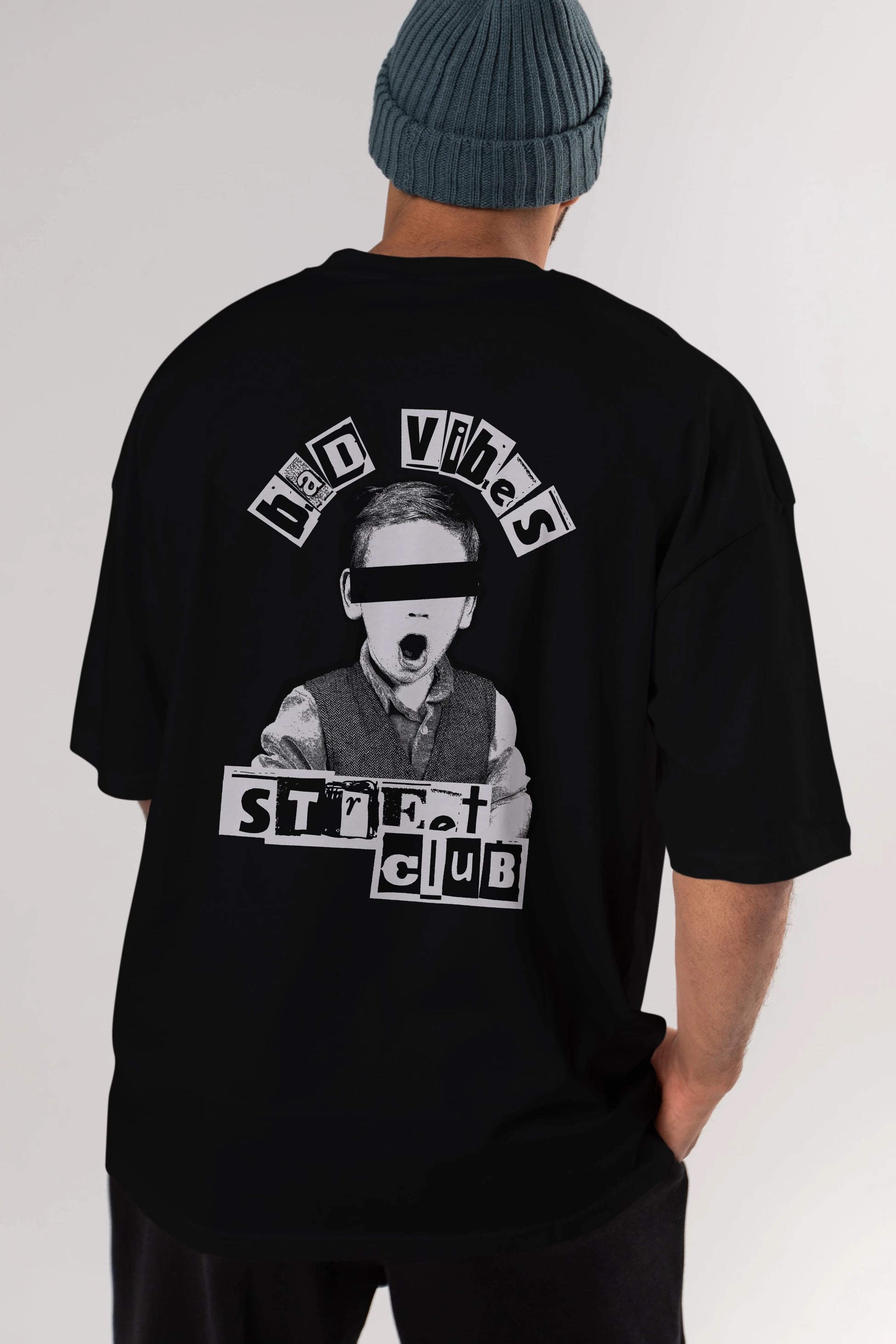 Bad Vibes Street Club Arka Baskılı Oversize t-shirt Erkek Kadın Unisex