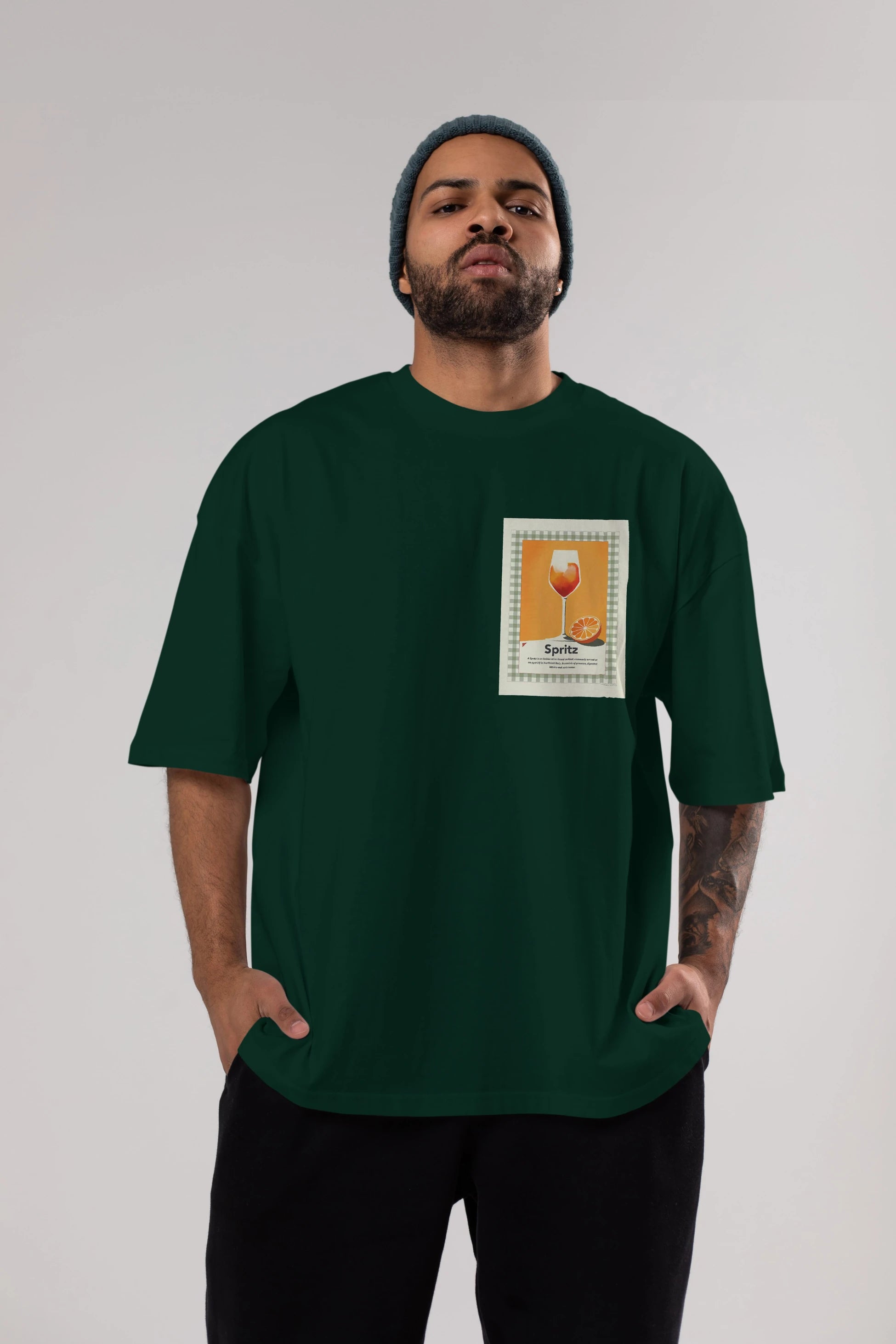 Aperol Spritz 5 Ön Sol Baskılı Oversize t-shirt Erkek Kadın Unisex %100 Pamuk Bisiklet Yaka tişort