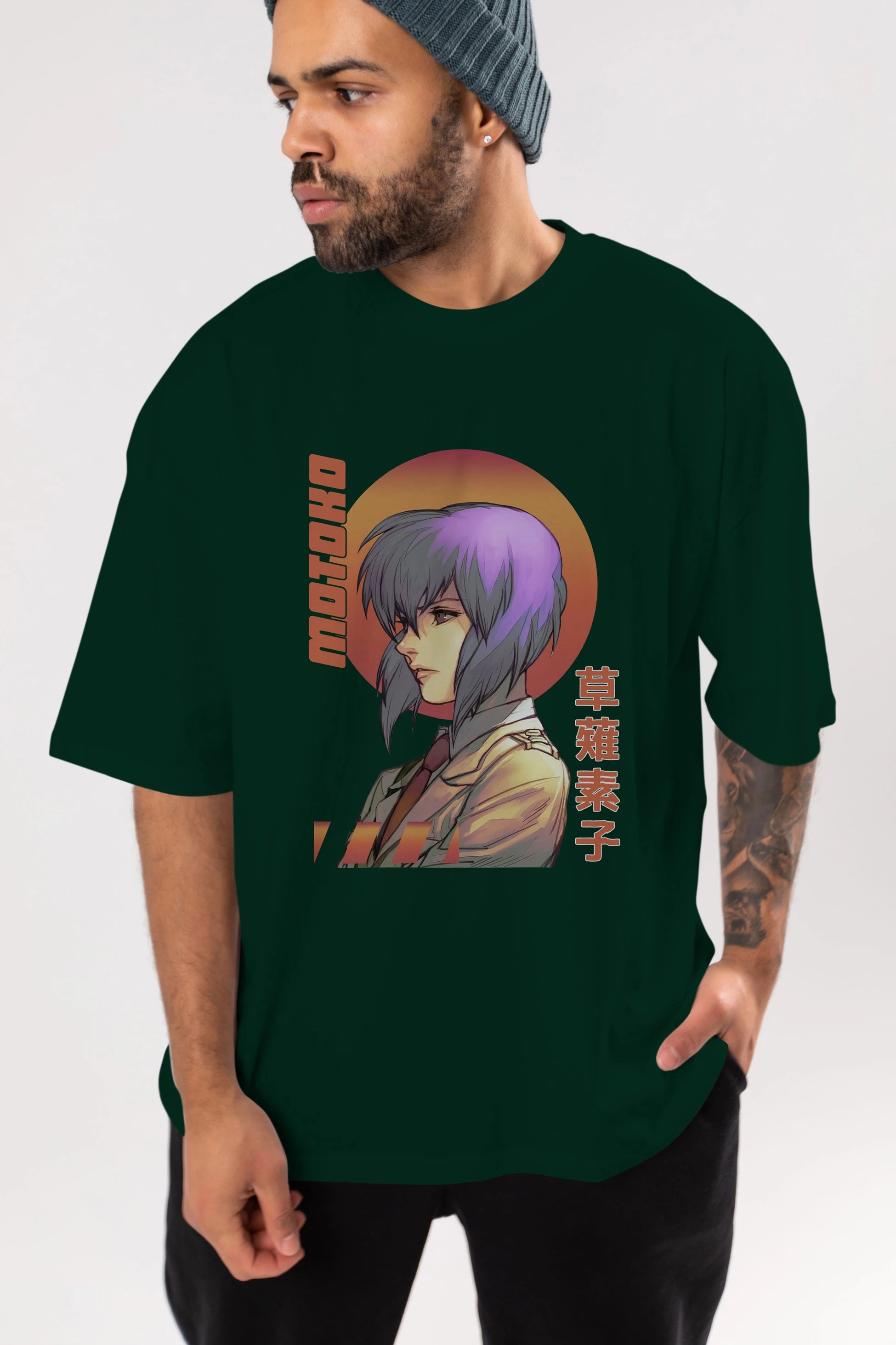 Motoko Kusanagi 10 Anime Ön Baskılı Oversize t-shirt %100 pamuk Erkek Kadın Unisex