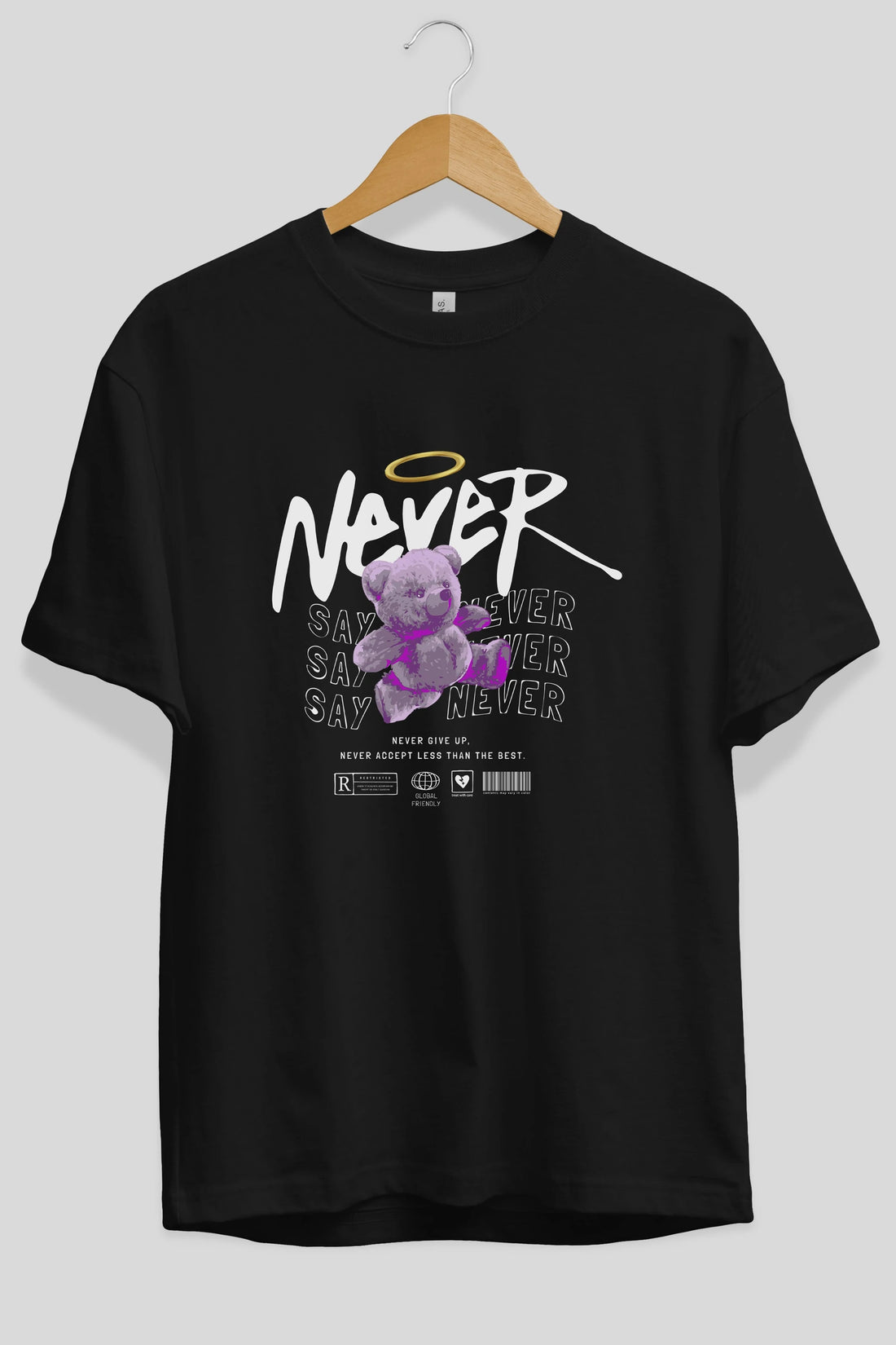 Teddy Bear Never Ön Baskılı Oversize t-shirt Erkek Kadın Unisex