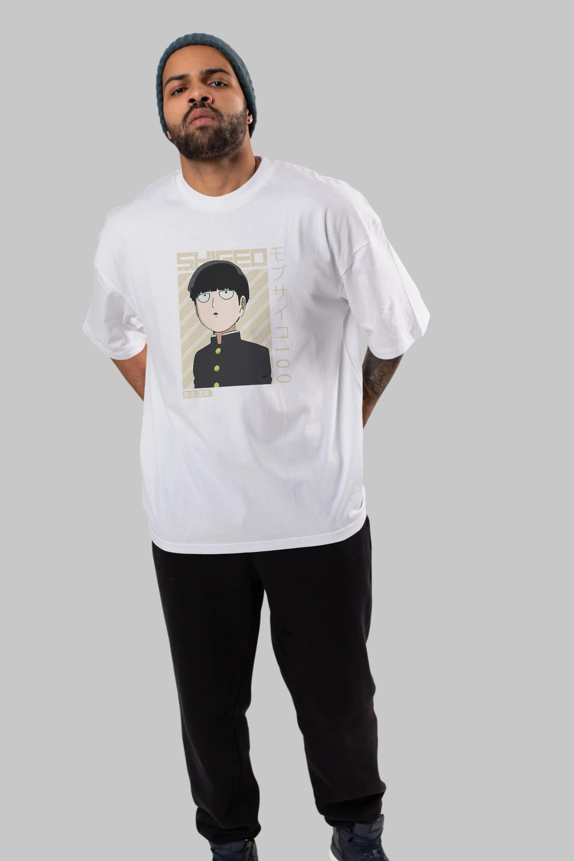 Shigeo Kageyama 2 Anime Ön Baskılı Oversize t-shirt %100 pamuk Erkek Kadın Unisex
