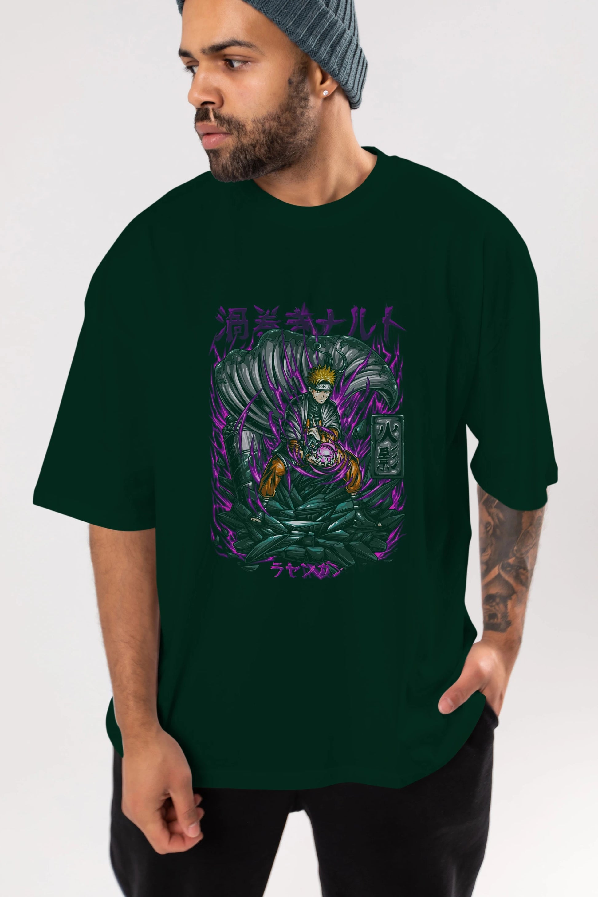 NARUTO Anime Ön Baskılı Oversize t-shirt %100 pamuk Erkek Kadın Unisex