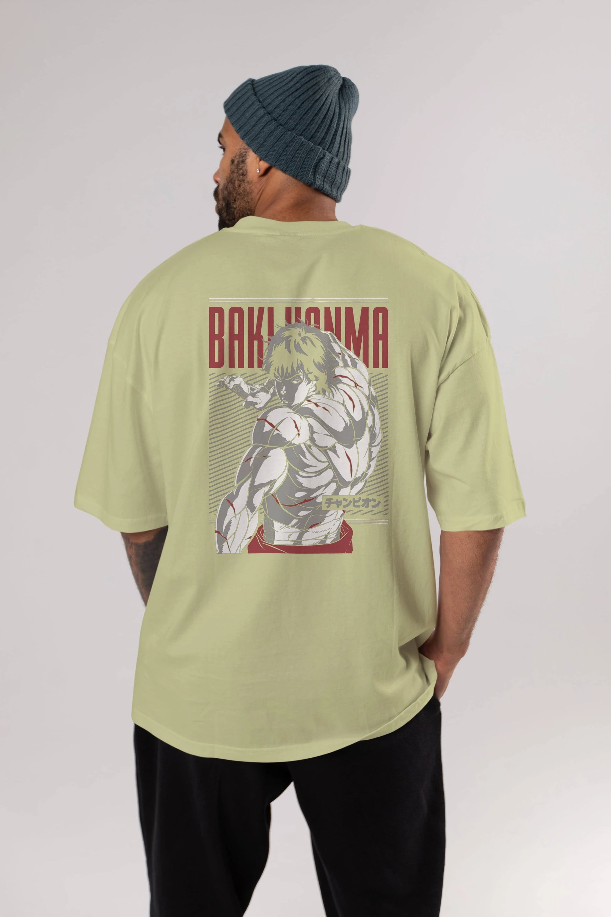 BAKI HANMA Anime Arka Baskılı Oversize t-shirt Erkek Kadın Unisex