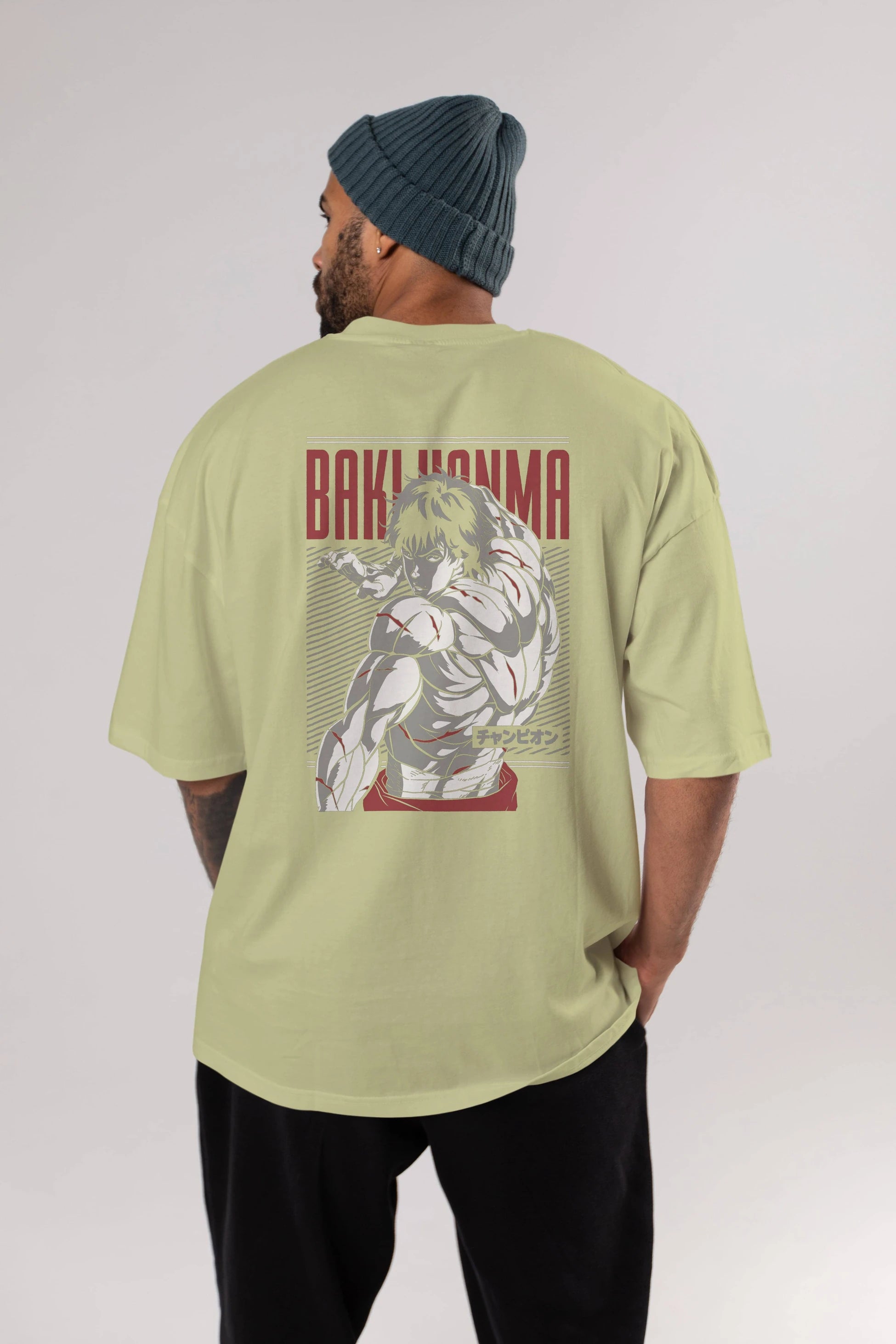 BAKI HANMA Anime Arka Baskılı Oversize t-shirt Erkek Kadın Unisex