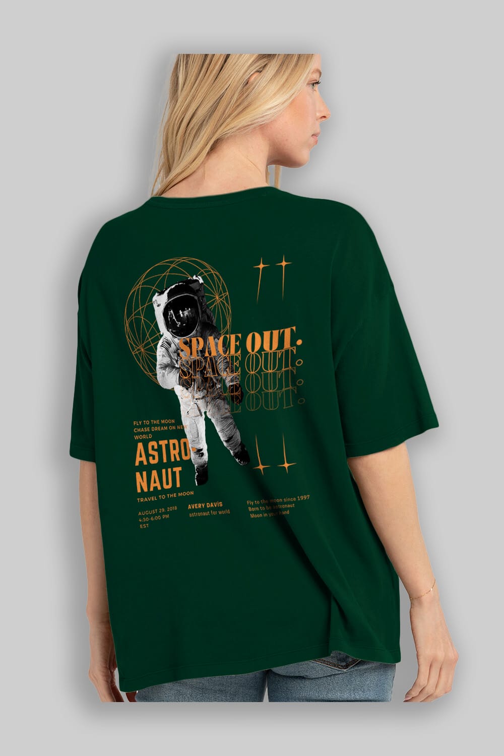 Astronaut Space Out Yazılı Arka Baskılı Oversize t-shirt Erkek Kadın Unisex