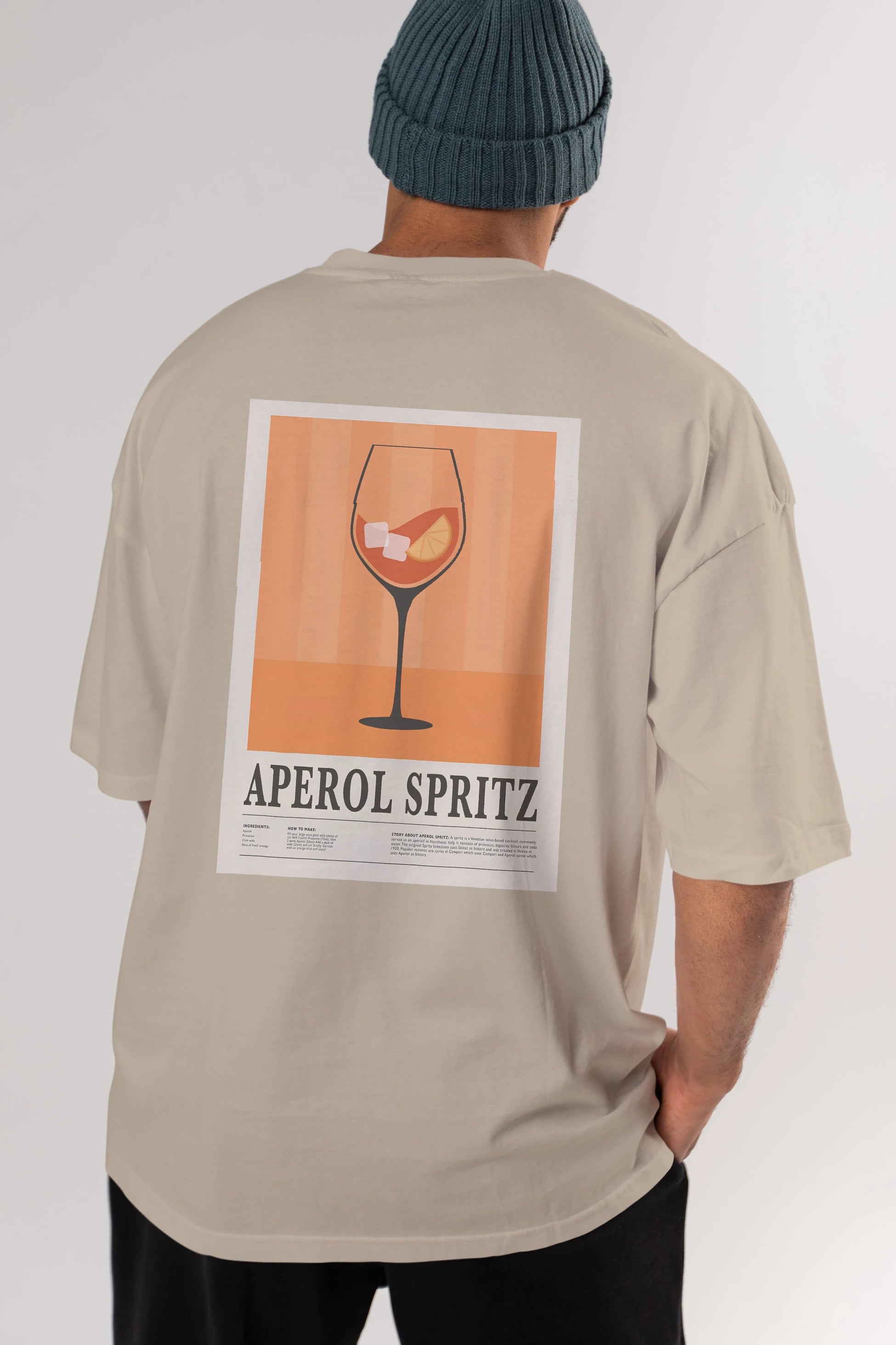 Aperol Spritz 8 Arka Baskılı Oversize t-shirt Erkek Kadın Unisex %100 Pamuk Bisiklet Yaka tişort