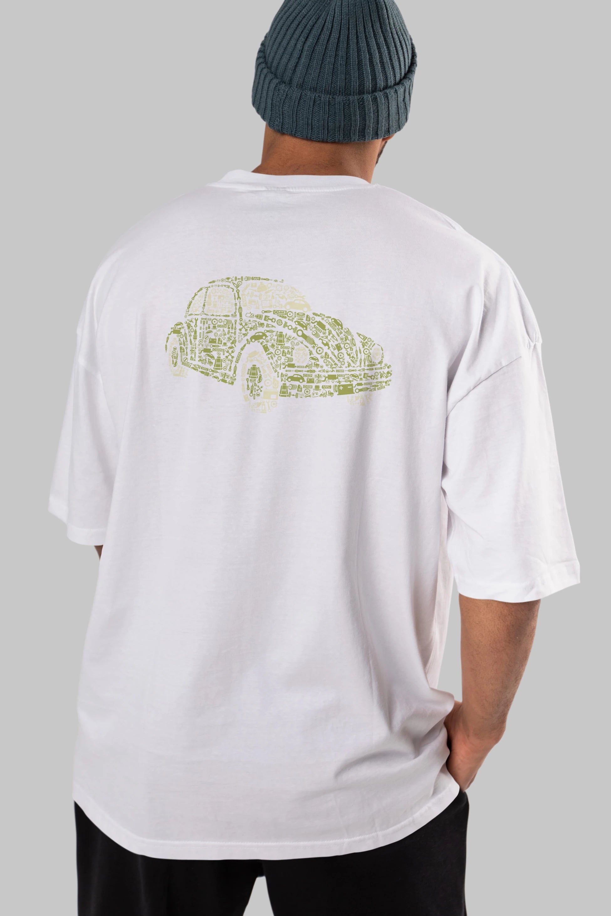 Beetle Arka Baskılı Oversize t-shirt %100 pamuk Erkek Kadın Unisex