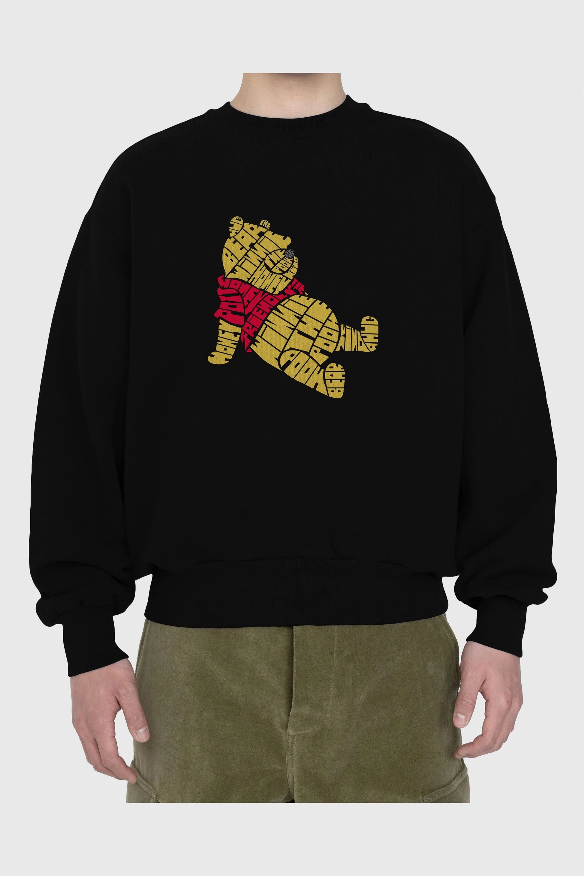 Winnie The Pooh Ön Baskılı Oversize Sweatshirt Erkek Kadın Unisex