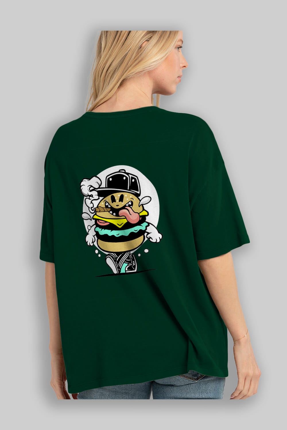 Burger Guy Arka Baskılı Oversize t-shirt Erkek Kadın Unisex %100 Pamuk tişort
